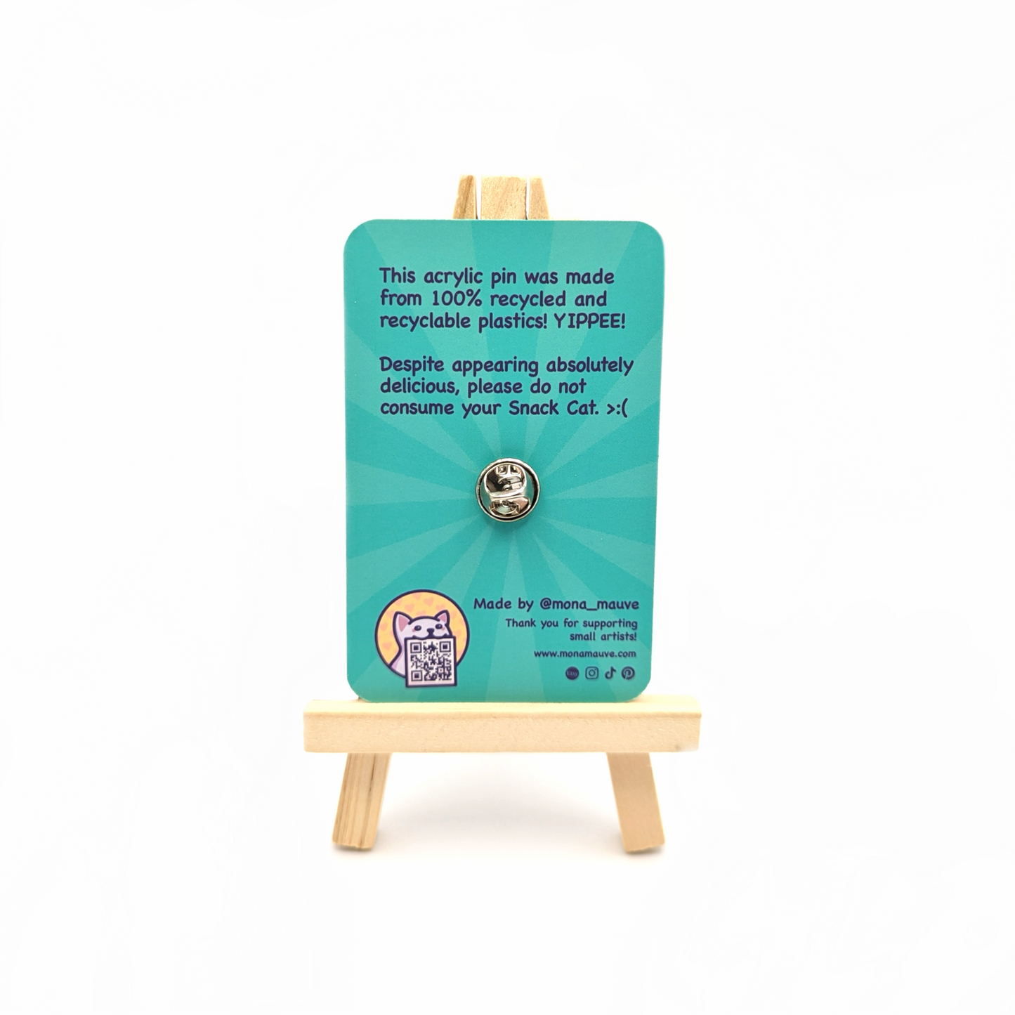 Beans Cat Pin | Snack Cats Collection | 40mm Acrylic Badge Butterfly Clutch