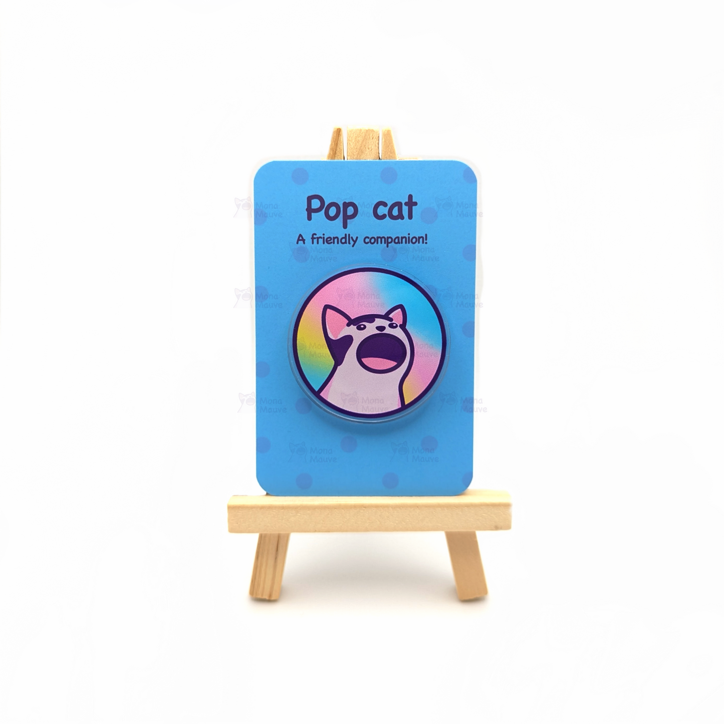 Pop Cat Meme Acrylic Pin | 40mm Acrylic Badge with Butterfly Clutch