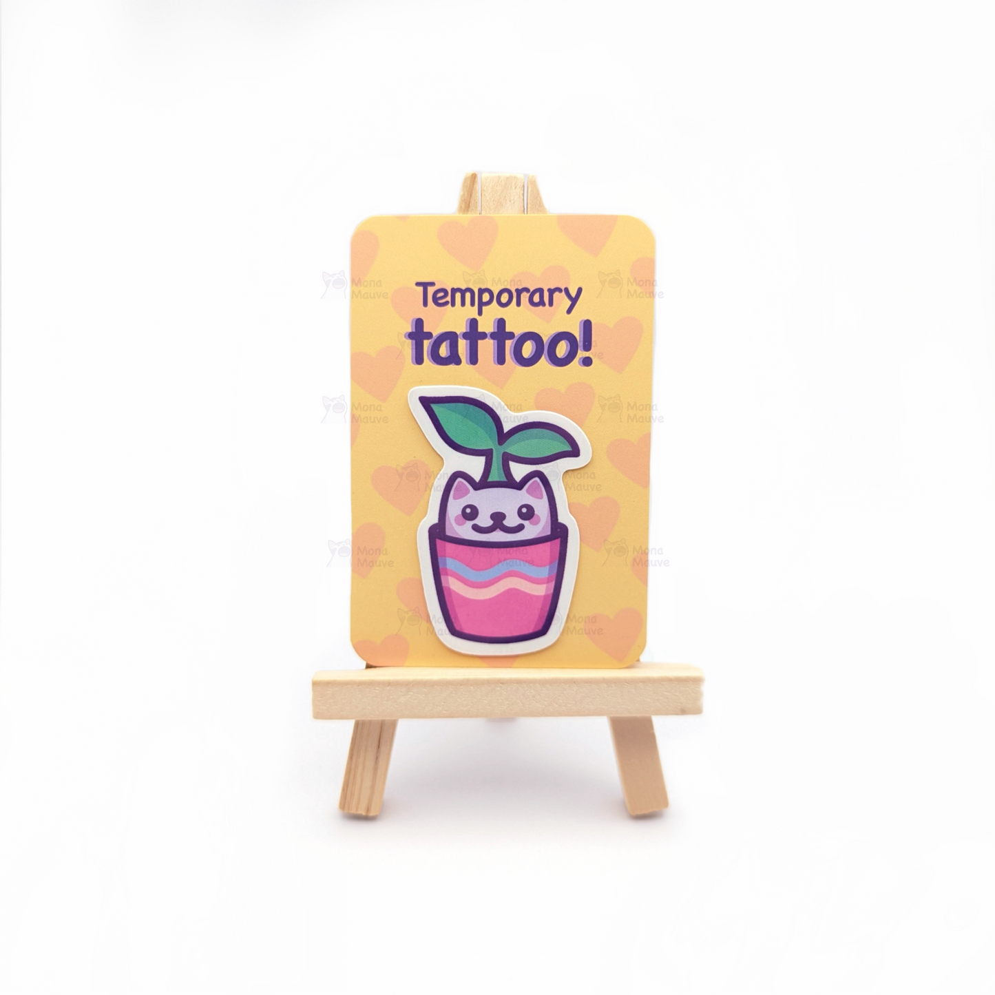 Cute Plant Cat Temporary Tattoo