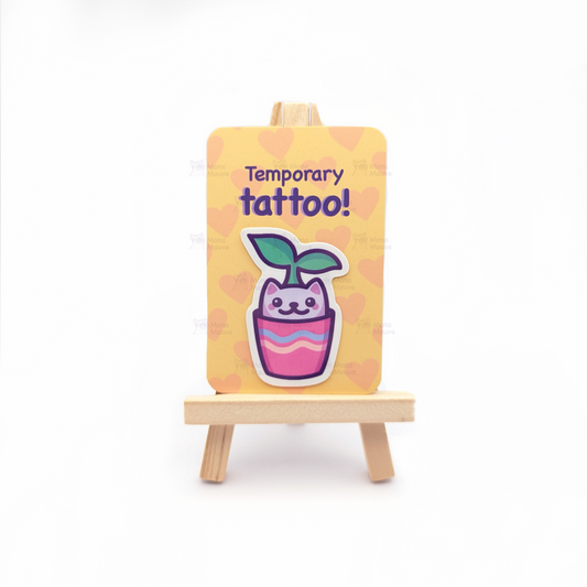 Cute Plant Cat Temporary Tattoo