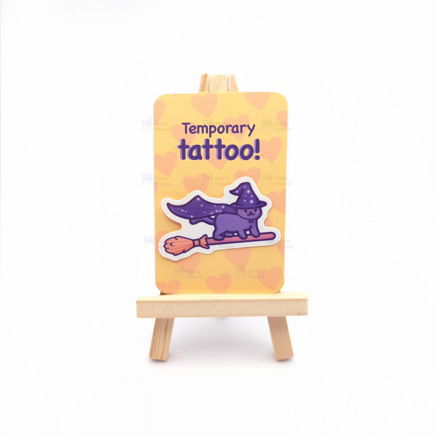 Cute Witch Cat Temporary Tattoo