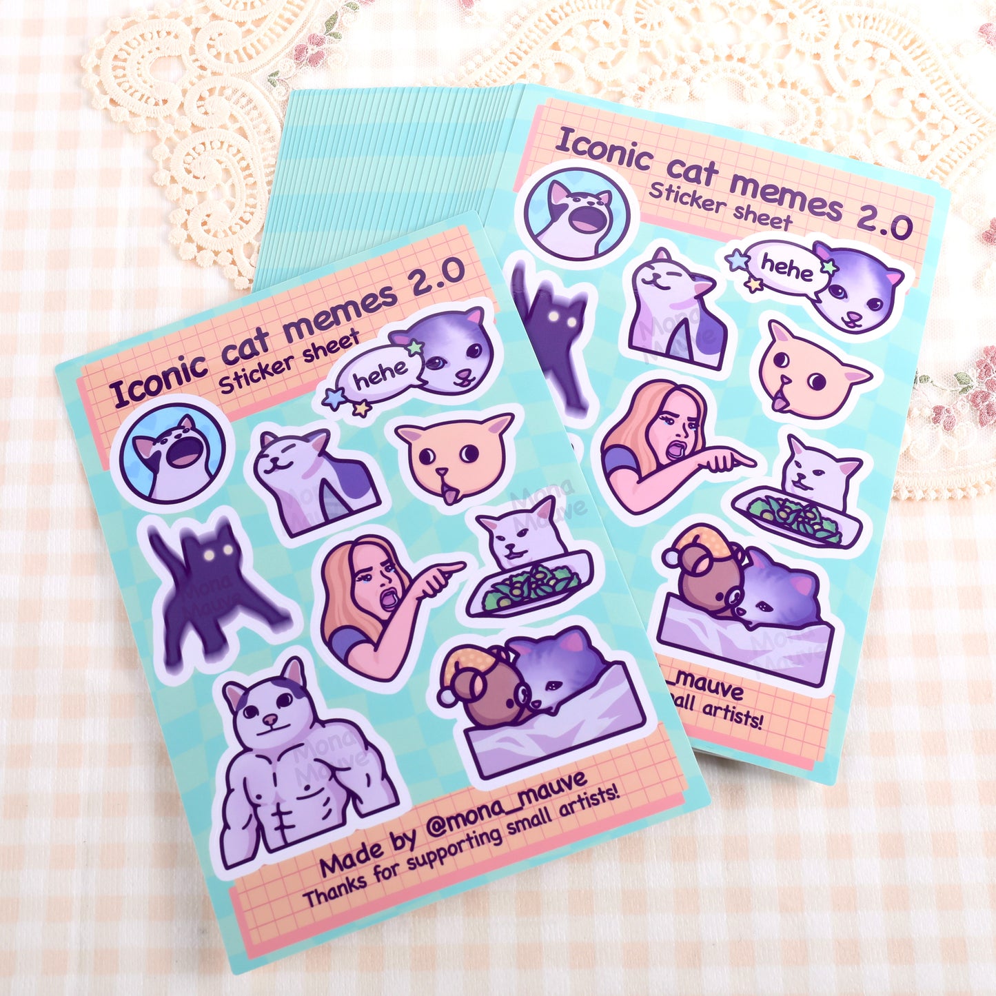 Iconic Cat Memes 2.0 Sticker Sheet | 9 Cute & Funny Vinyl Waterproof Stickers