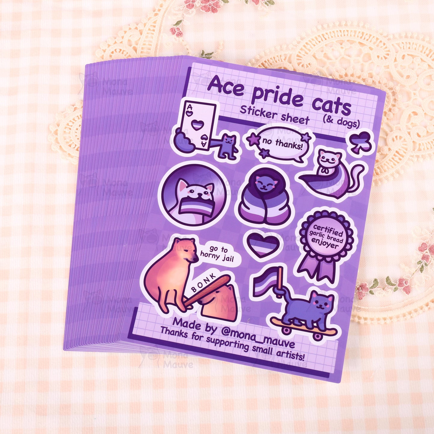 Ace Pride Cats Sticker Sheet | 10 Cute Vinyl Waterproof Stickers