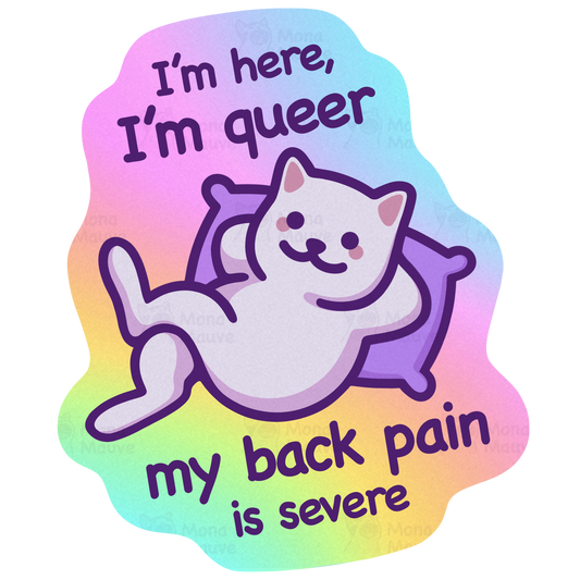 Funny Cat Meme Vinyl Sticker | I'm Here, I'm Queer