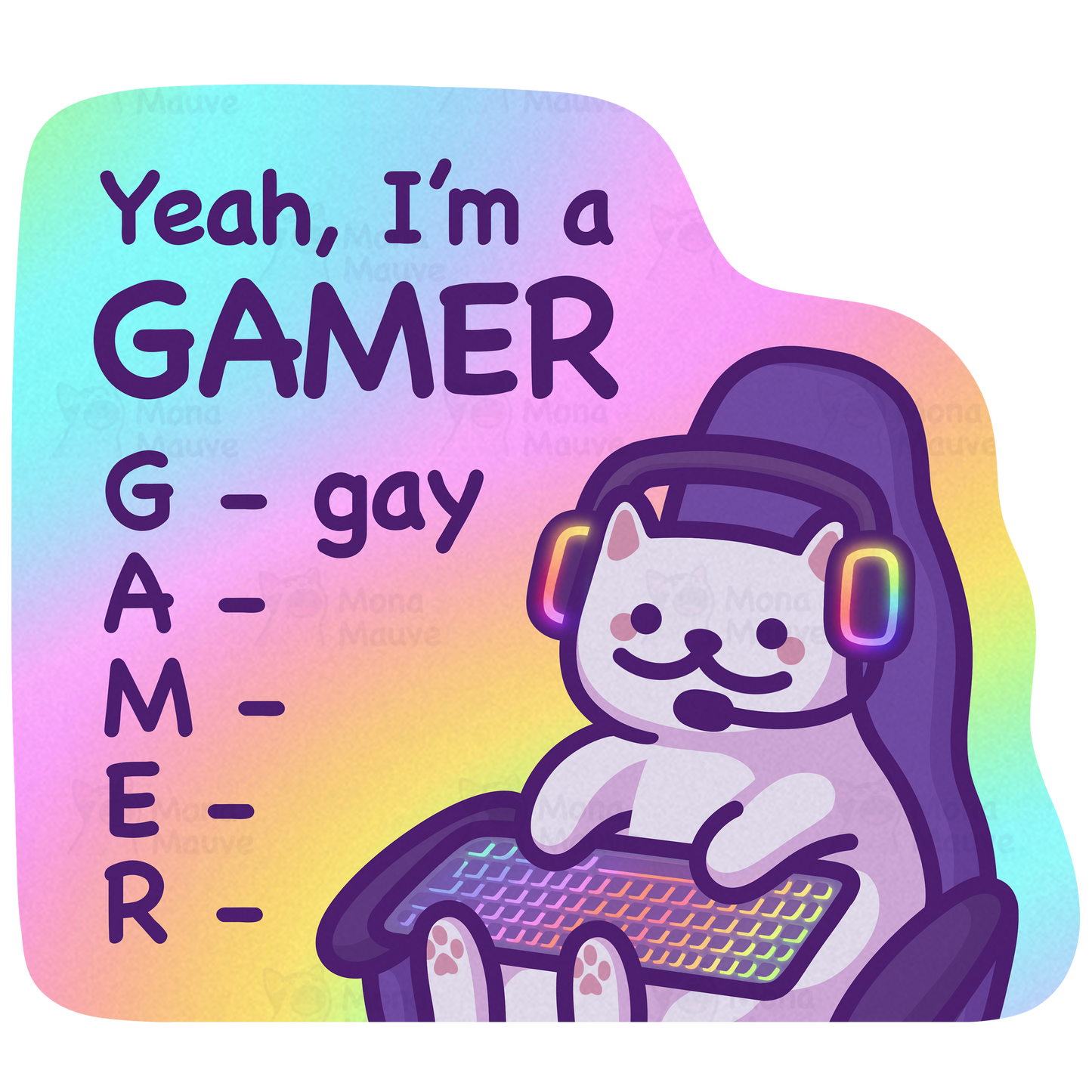 Yeah, I'm a GAMER | Funny Pride Cat Meme Vinyl Sticker