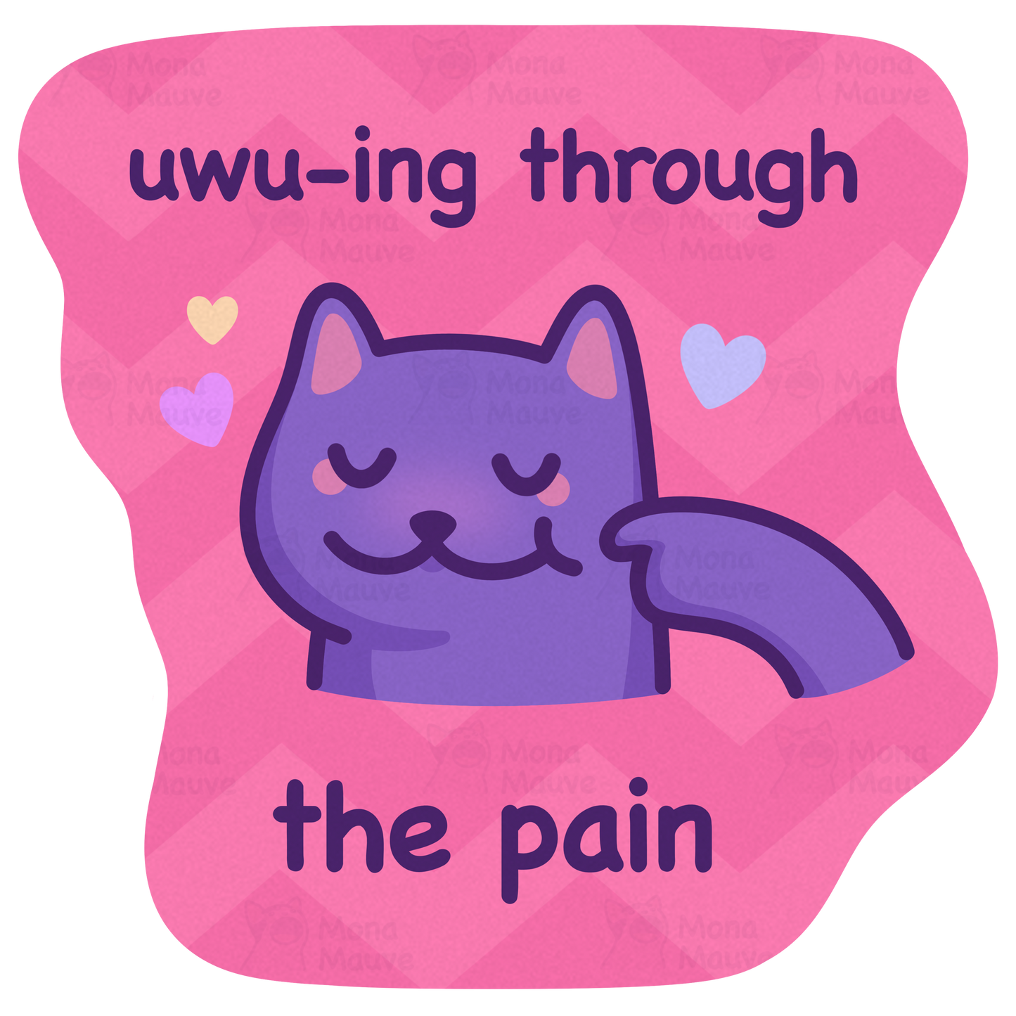 Funny Cat Meme Vinyl Sticker | UwUing Through the Pain