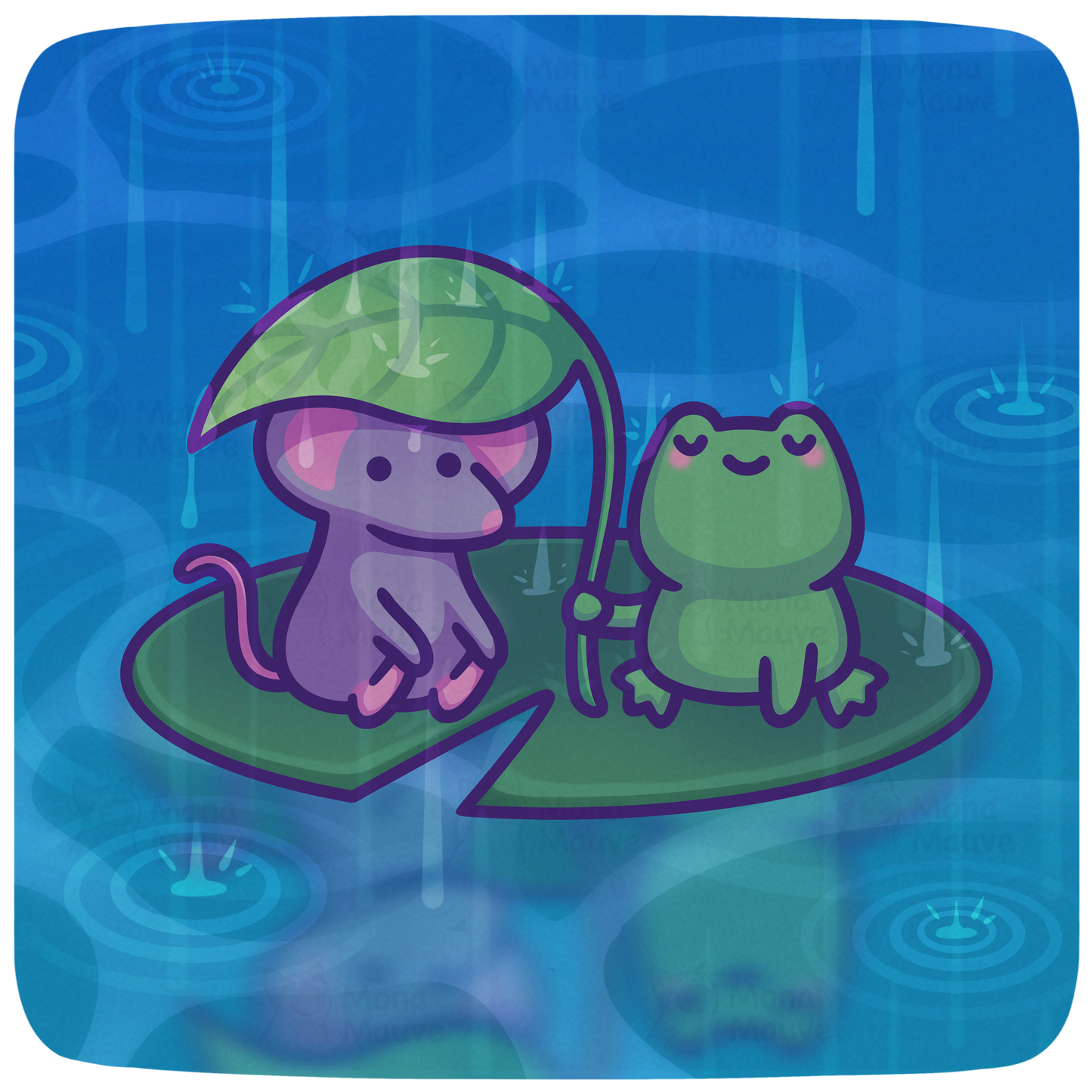 Cute Frog Vinyl Sticker | Frog & Mouse on a Lily Pad