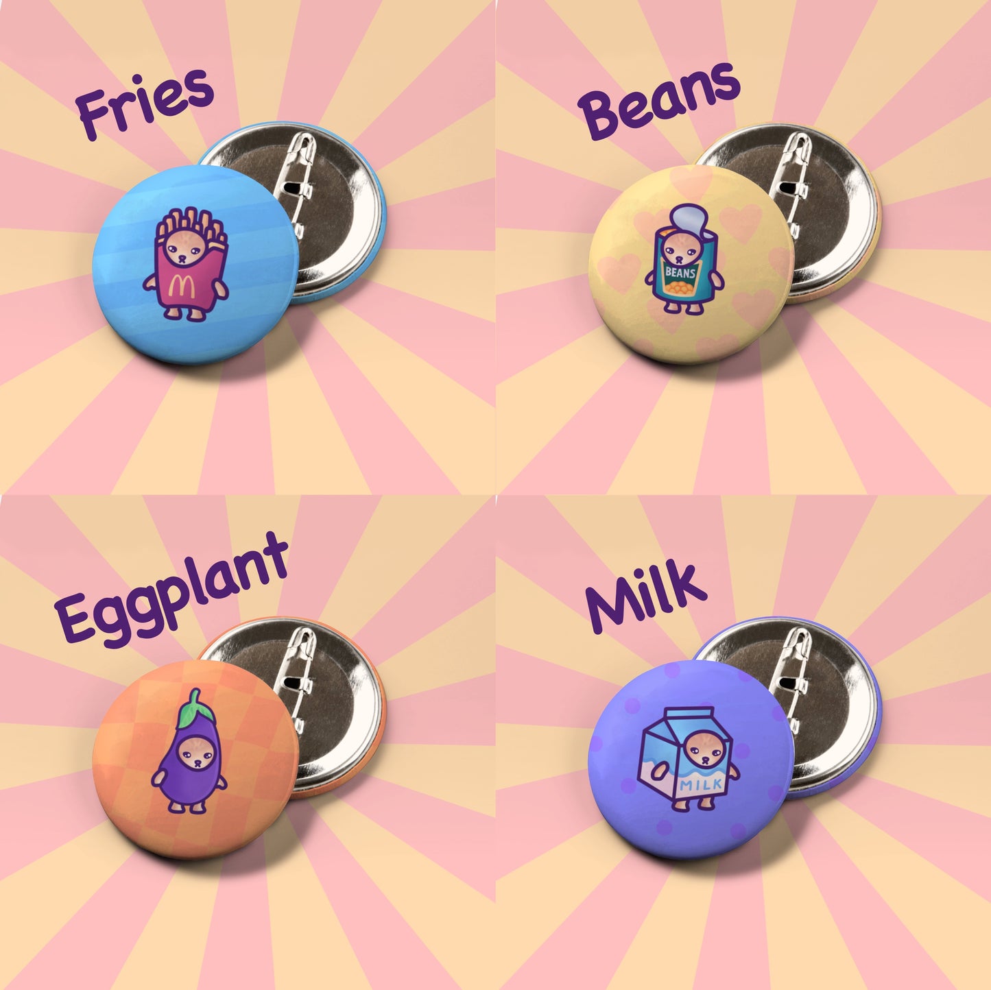 Snack Cat Button Badge | Funny Round Button Pin for Backpack, Beanie, Tote Bag