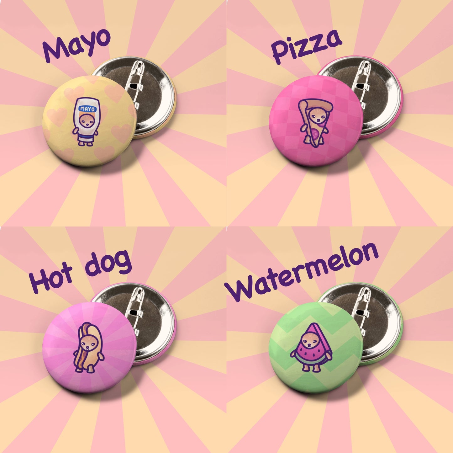 Snack Cat Button Badge | Funny Round Button Pin for Backpack, Beanie, Tote Bag