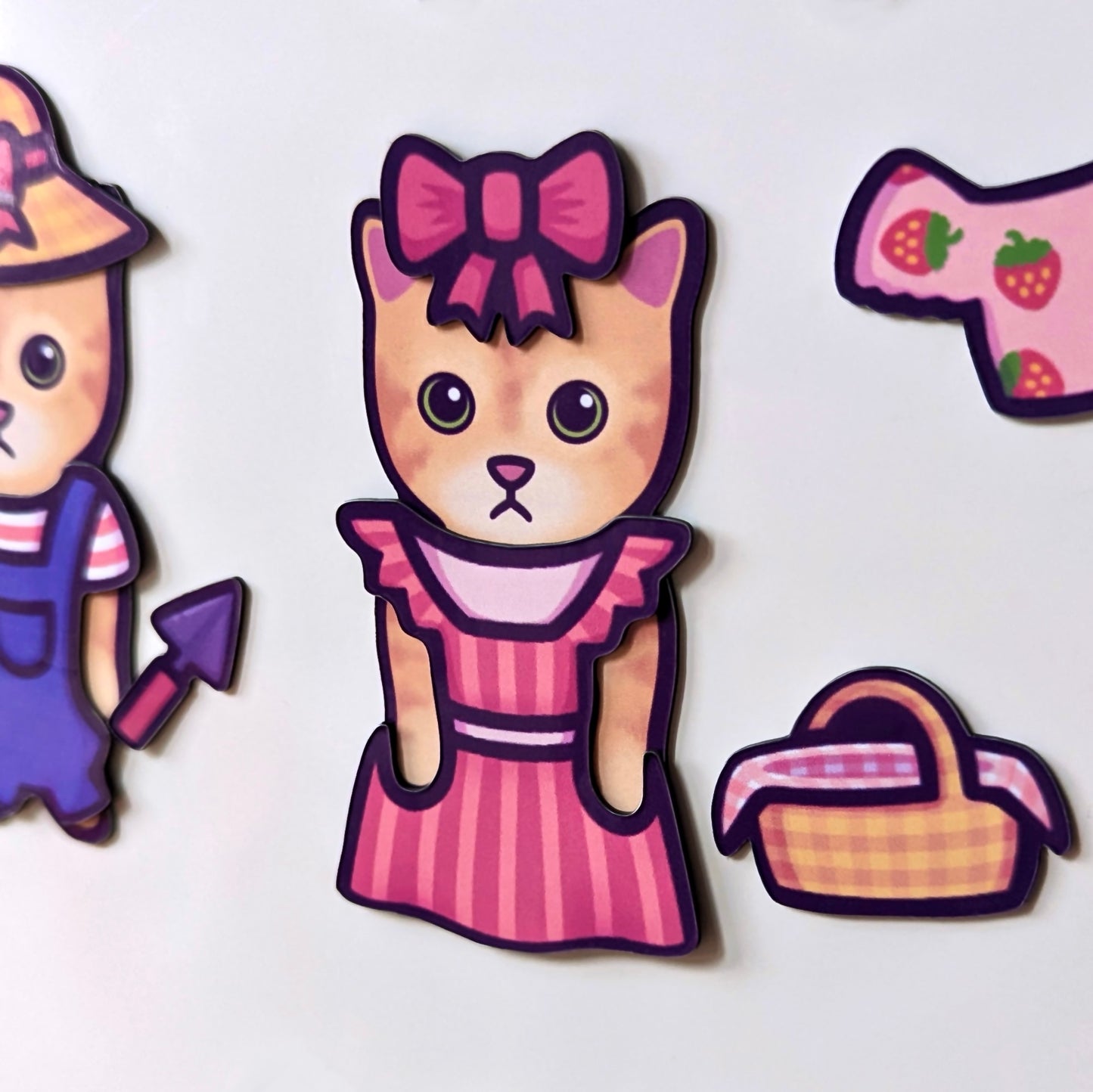 Cat Fridge Magnet Set - Spring Edition | Dress Up Game | El Gato & 6 Outfits