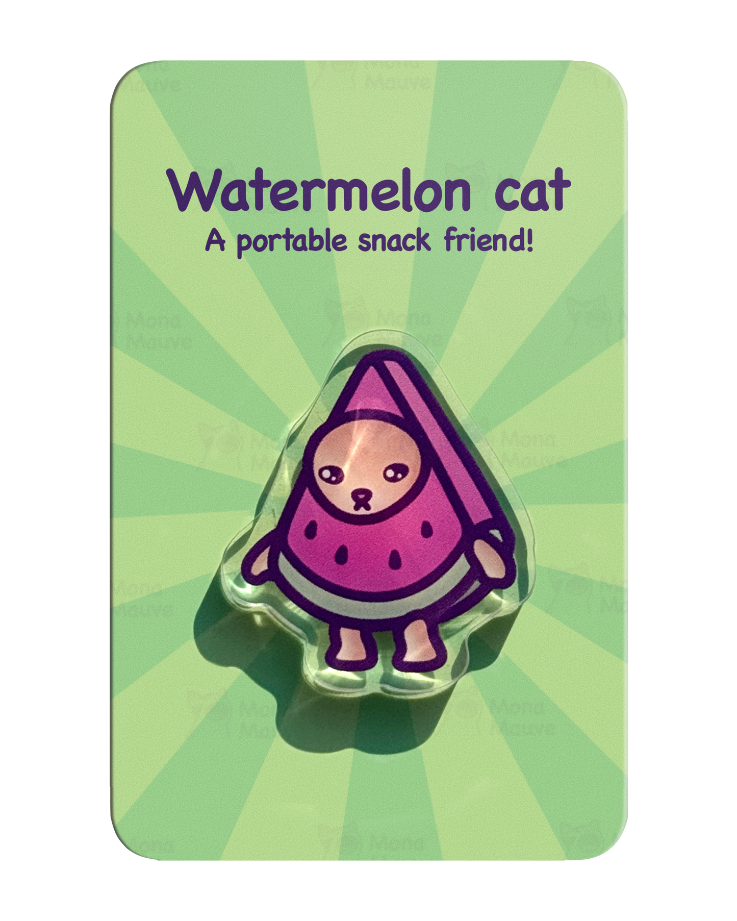 Watermelon Cat Pin | Snack Cats Collection | 40mm Acrylic Badge Butterfly Clutch