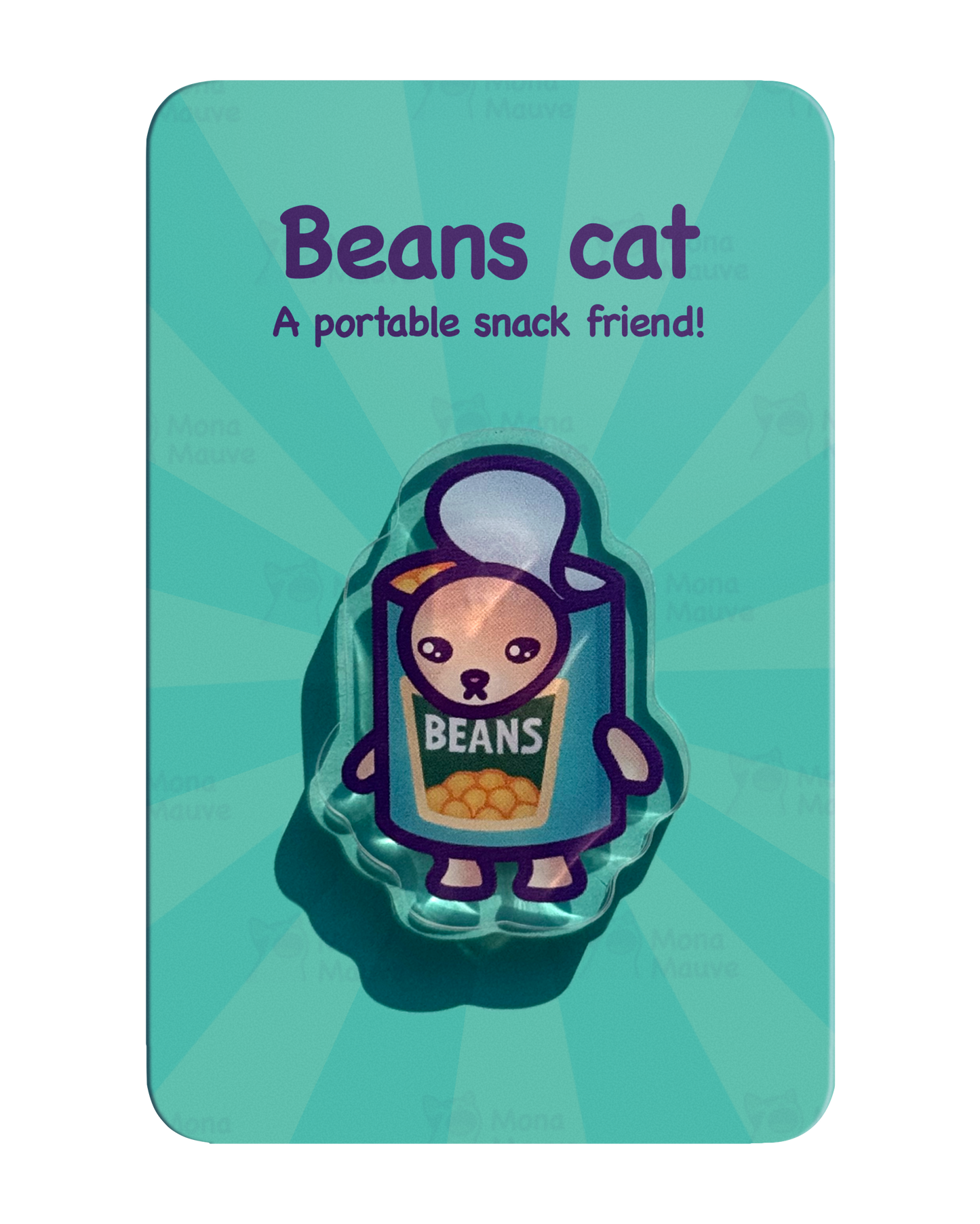 Beans Cat Pin | Snack Cats Collection | 40mm Acrylic Badge Butterfly Clutch