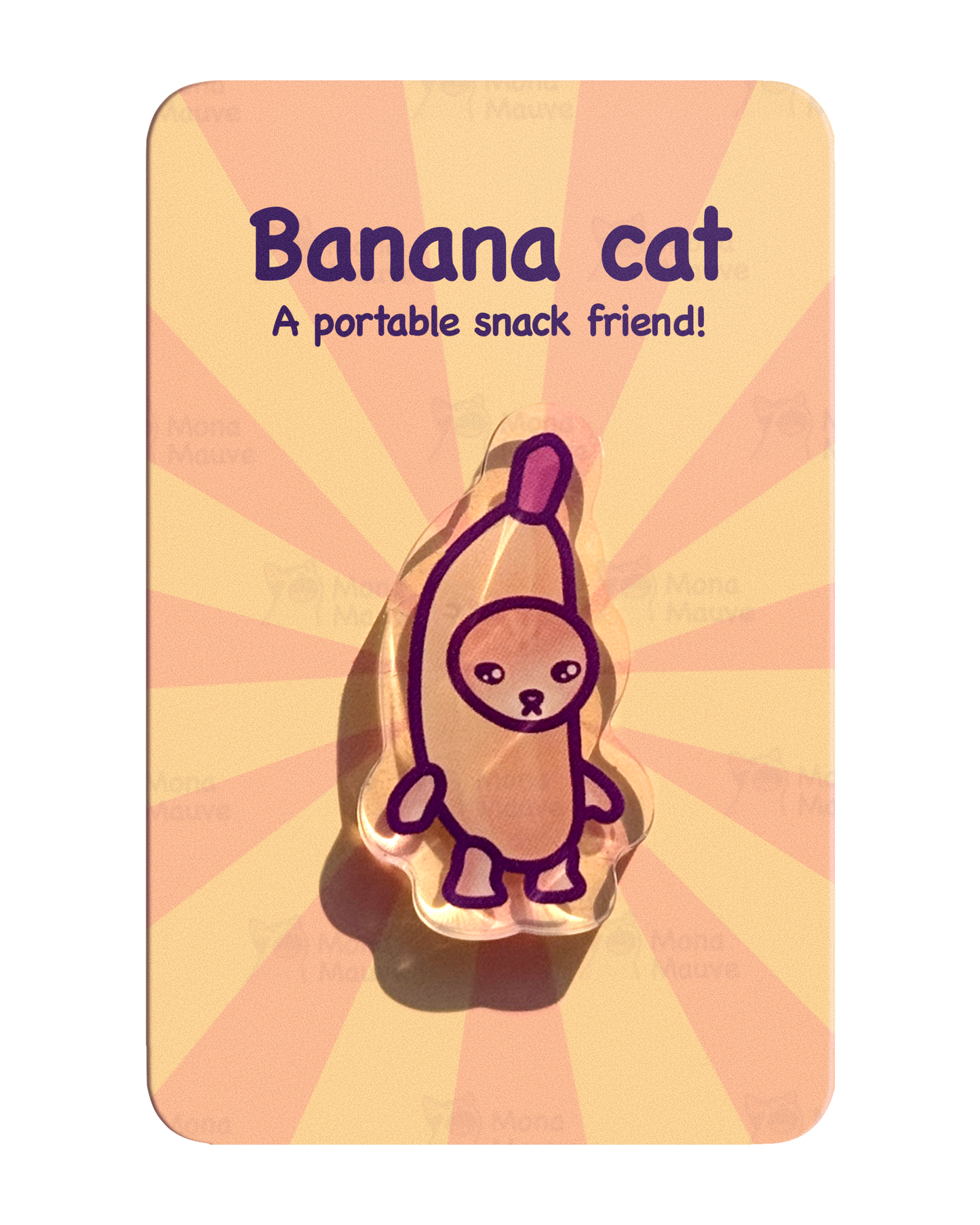 Banana Cat Pin | Snack Cats Collection | 40mm Acrylic Badge Butterfly Clutch