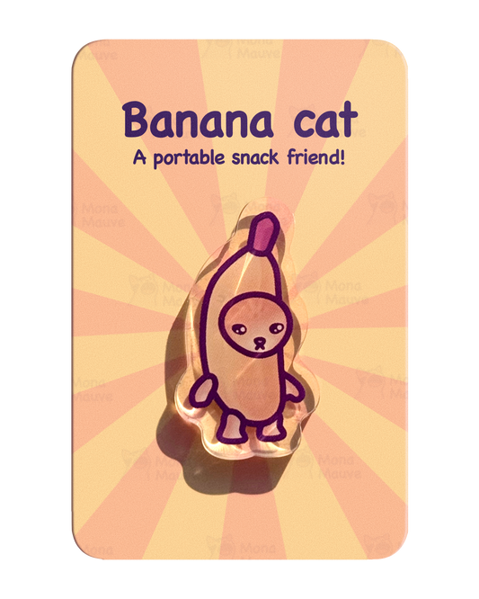 Banana Cat Pin | Snack Cats Collection | 40mm Acrylic Badge Butterfly Clutch