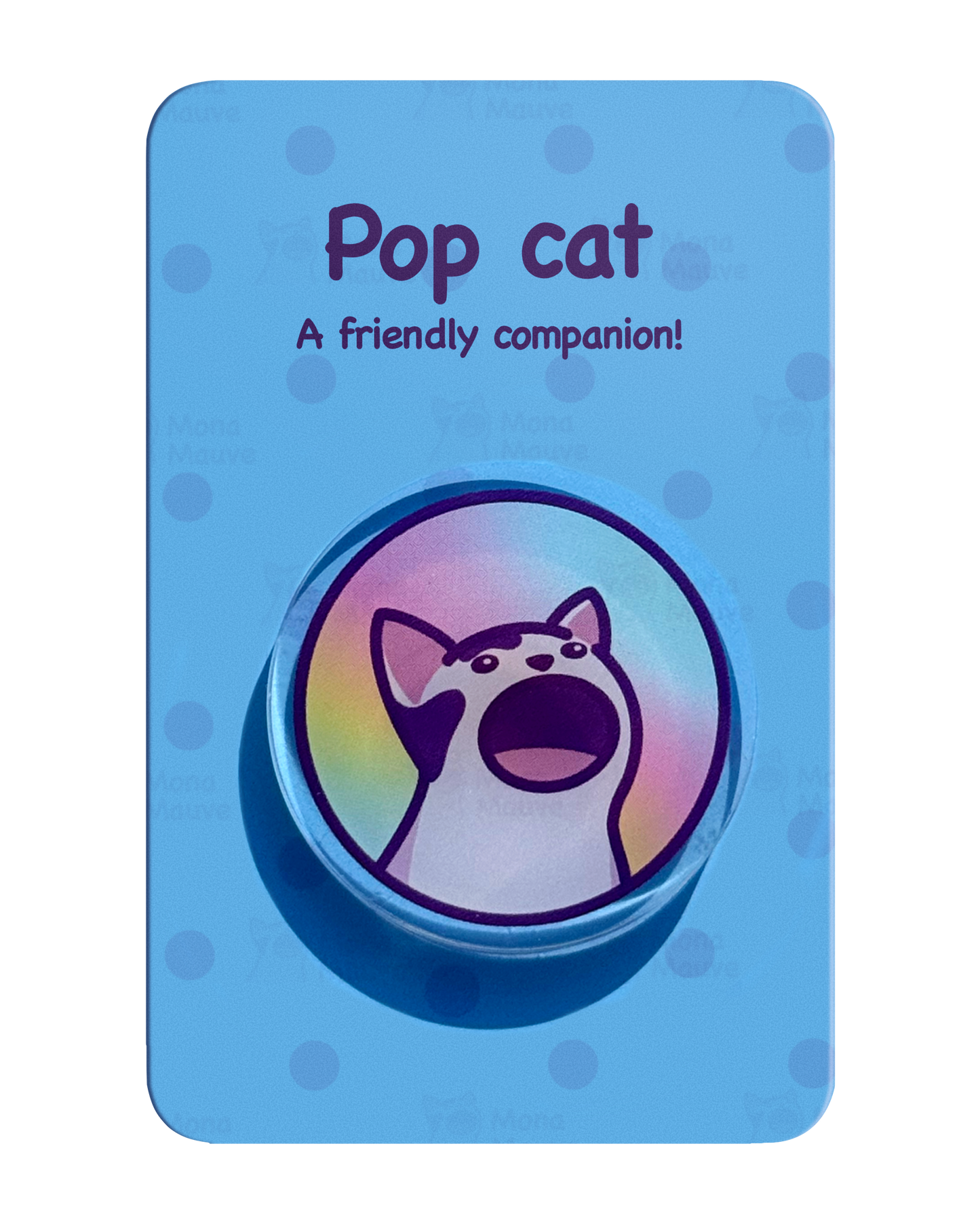Pop Cat Meme Acrylic Pin | 40mm Acrylic Badge with Butterfly Clutch
