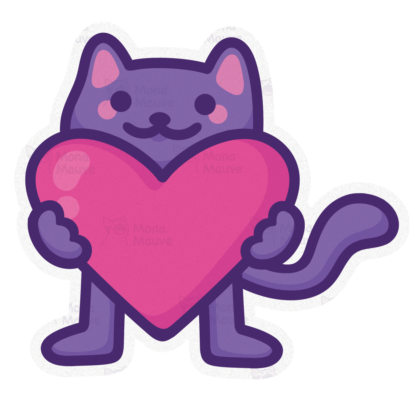 Cute Cat Sticker | Kitten Holding a Heart