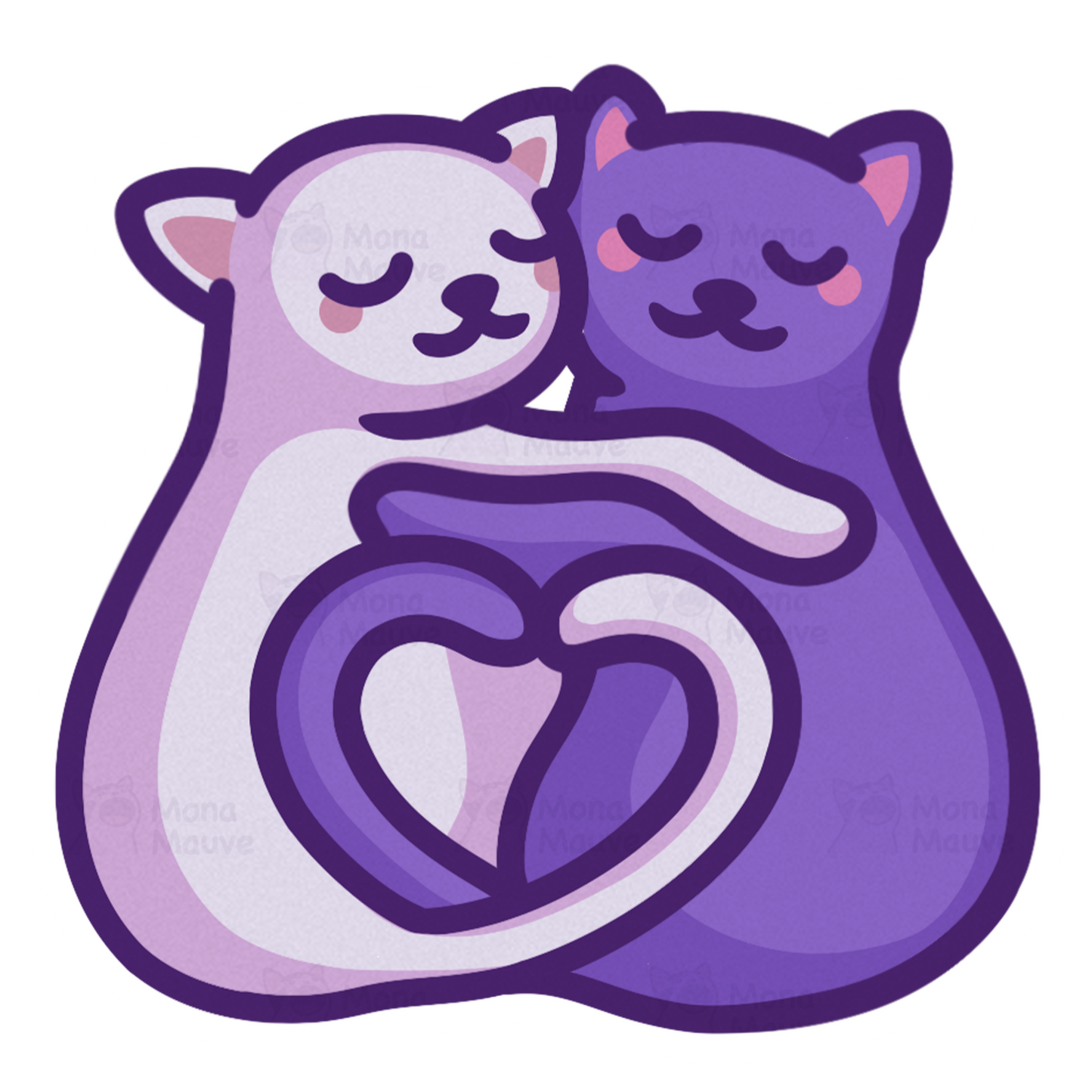 Cute Cat Love Vinyl Sticker | Cat Tails Making a Love Heart