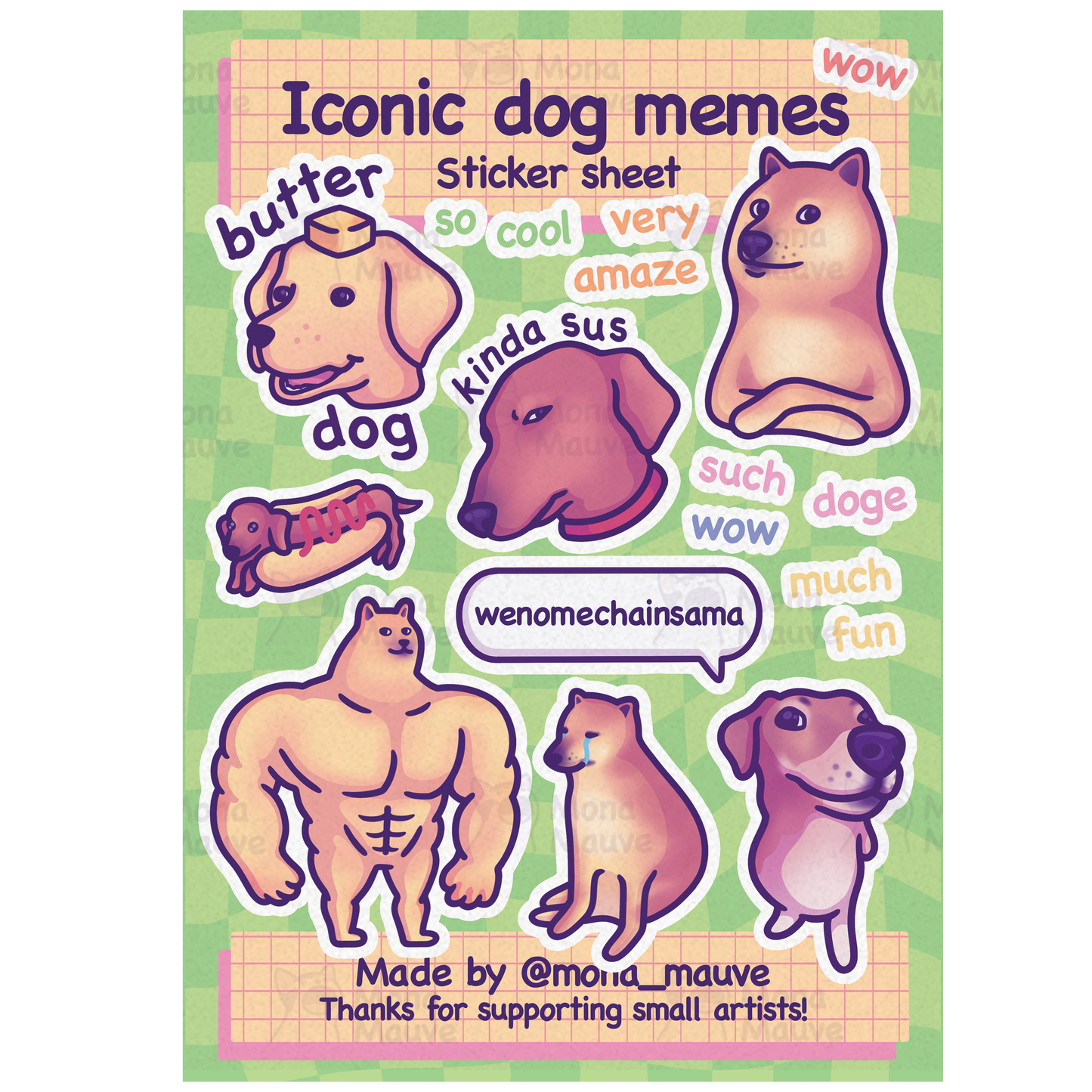 Iconic Dog Memes Sticker Sheet | 18 Cute & Funny Vinyl Stickers