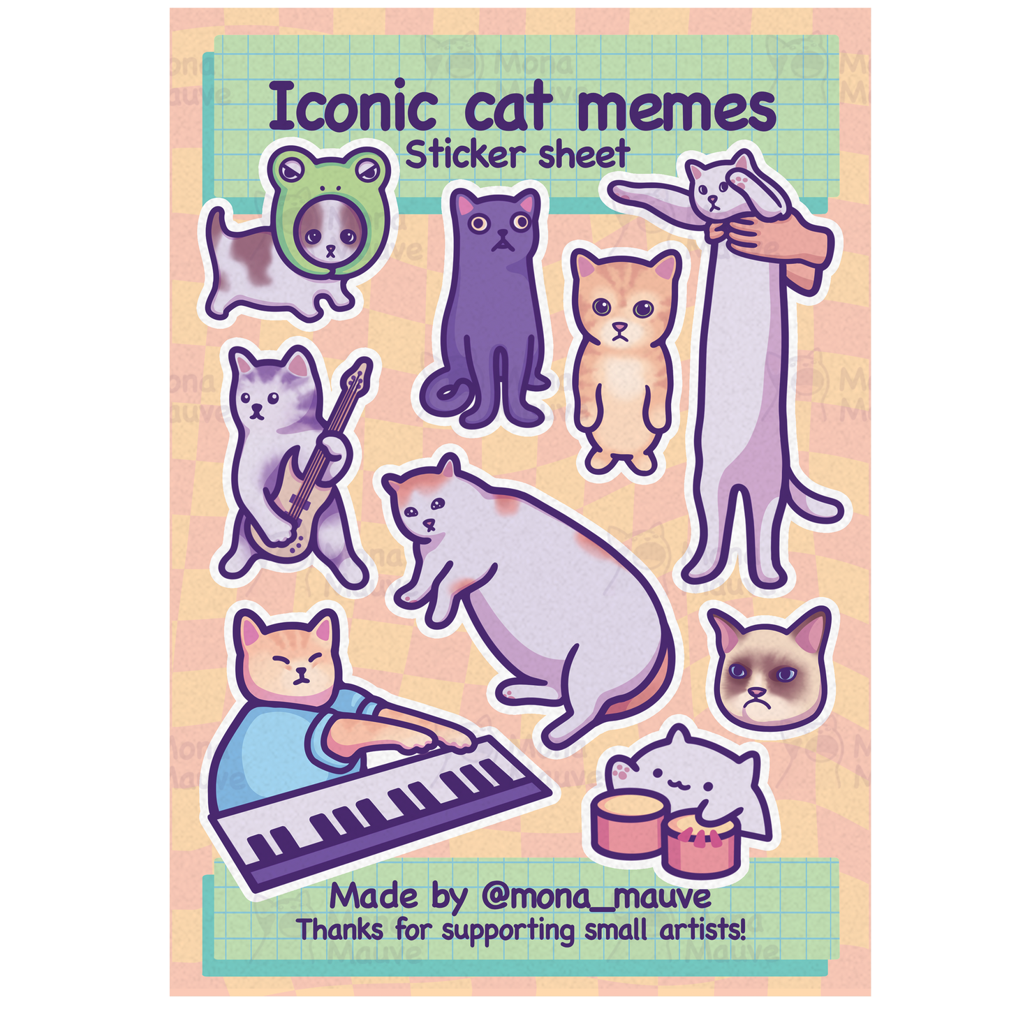 Iconic Cat Memes Sticker Sheet | 9 Funny Waterproof Vinyl Stickers