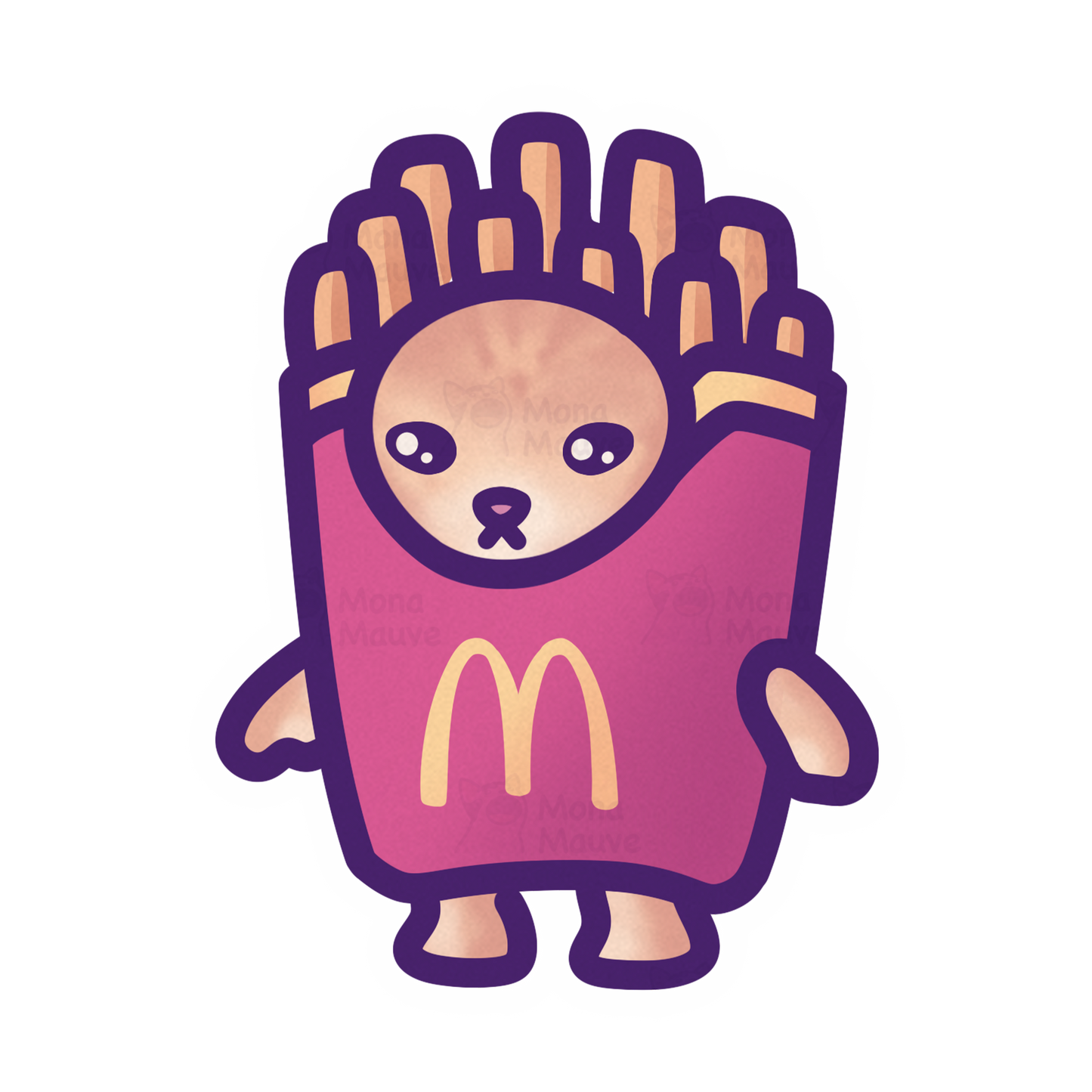 Fries Cat Meme Vinyl Sticker | Snack Cats Collection