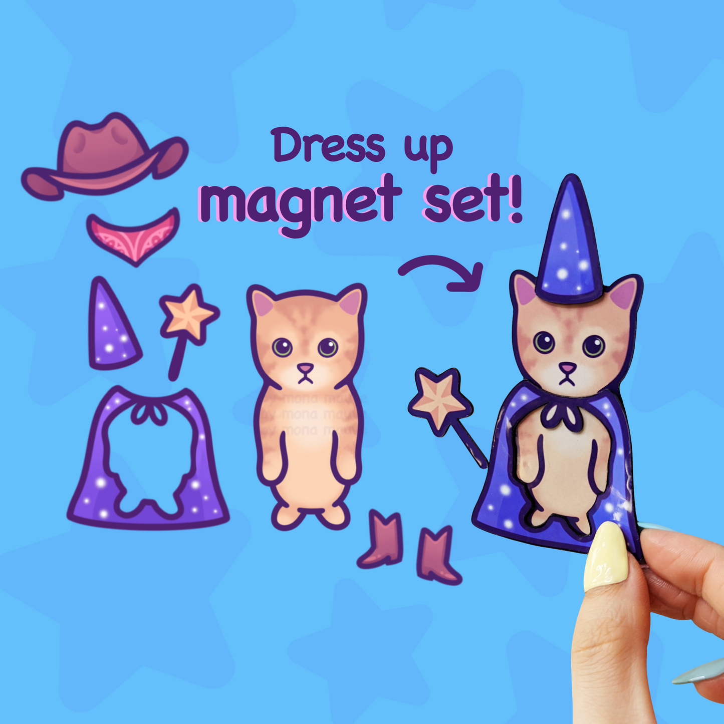 Funny Cat Fridge Magnet Set | Dress Up Game | El Gato & 6 Outfits