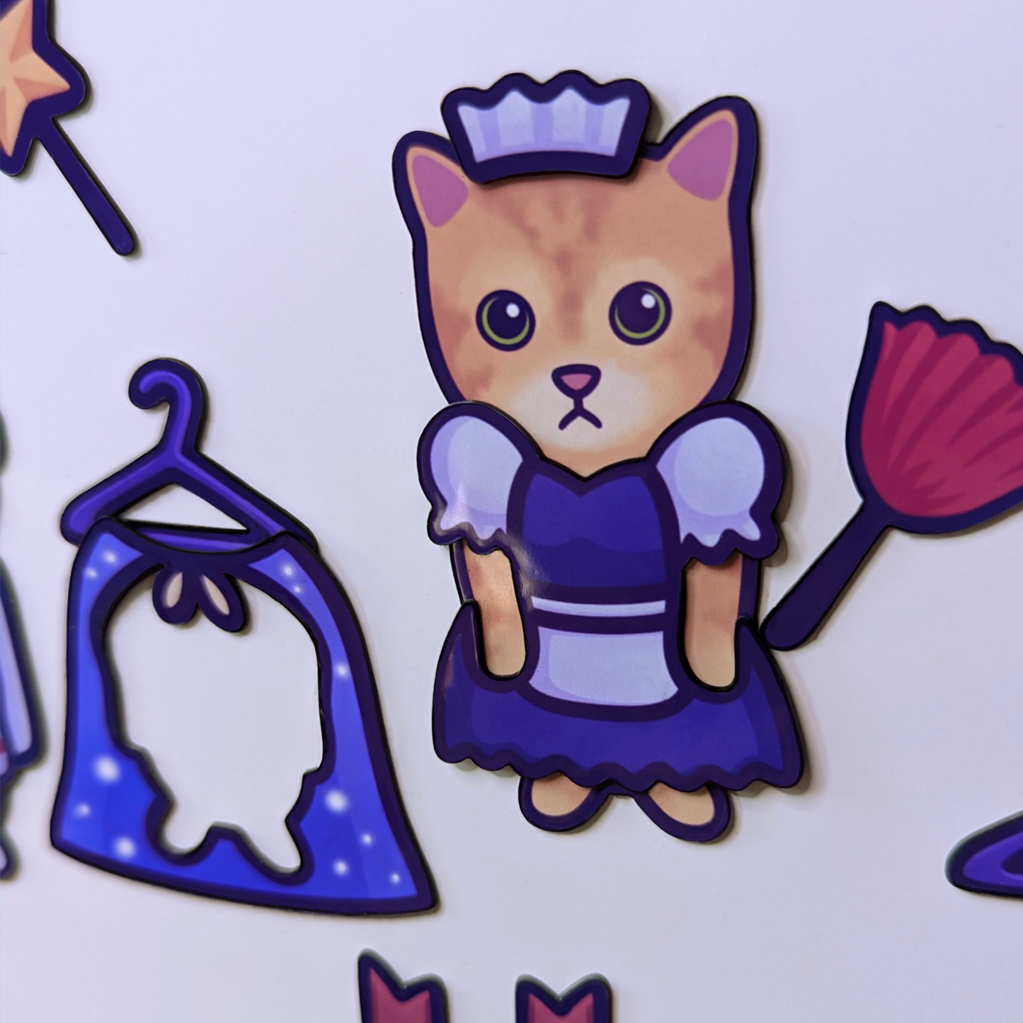 Funny Cat Fridge Magnet Set | Dress Up Game | El Gato & 6 Outfits