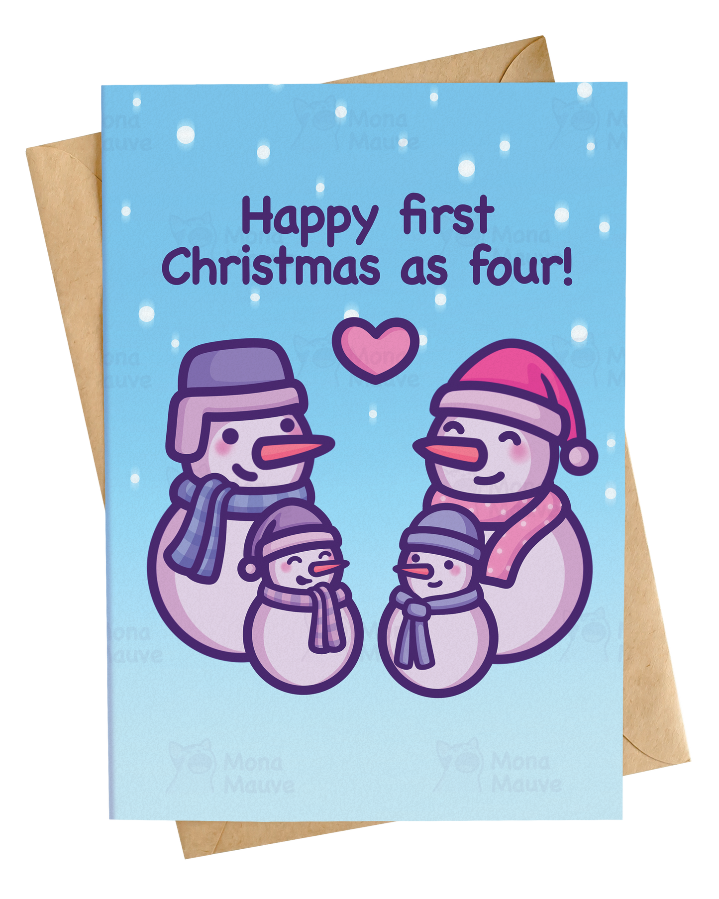 First Christmas as Four Card | Cute Snowman Card