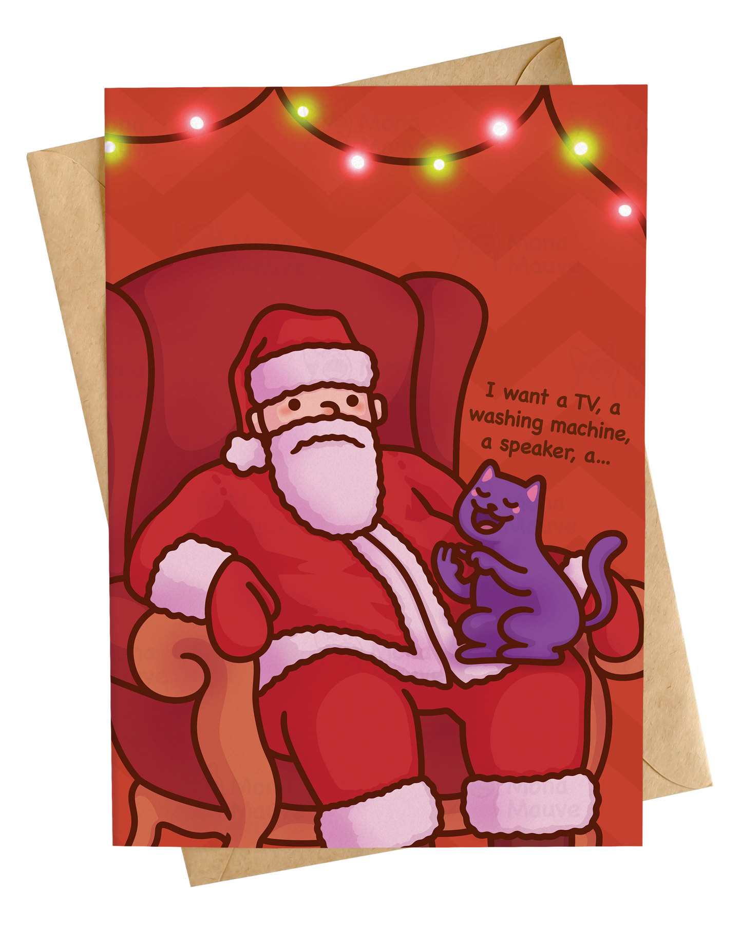 Funny Christmas Card | Cat on Santa's Lap