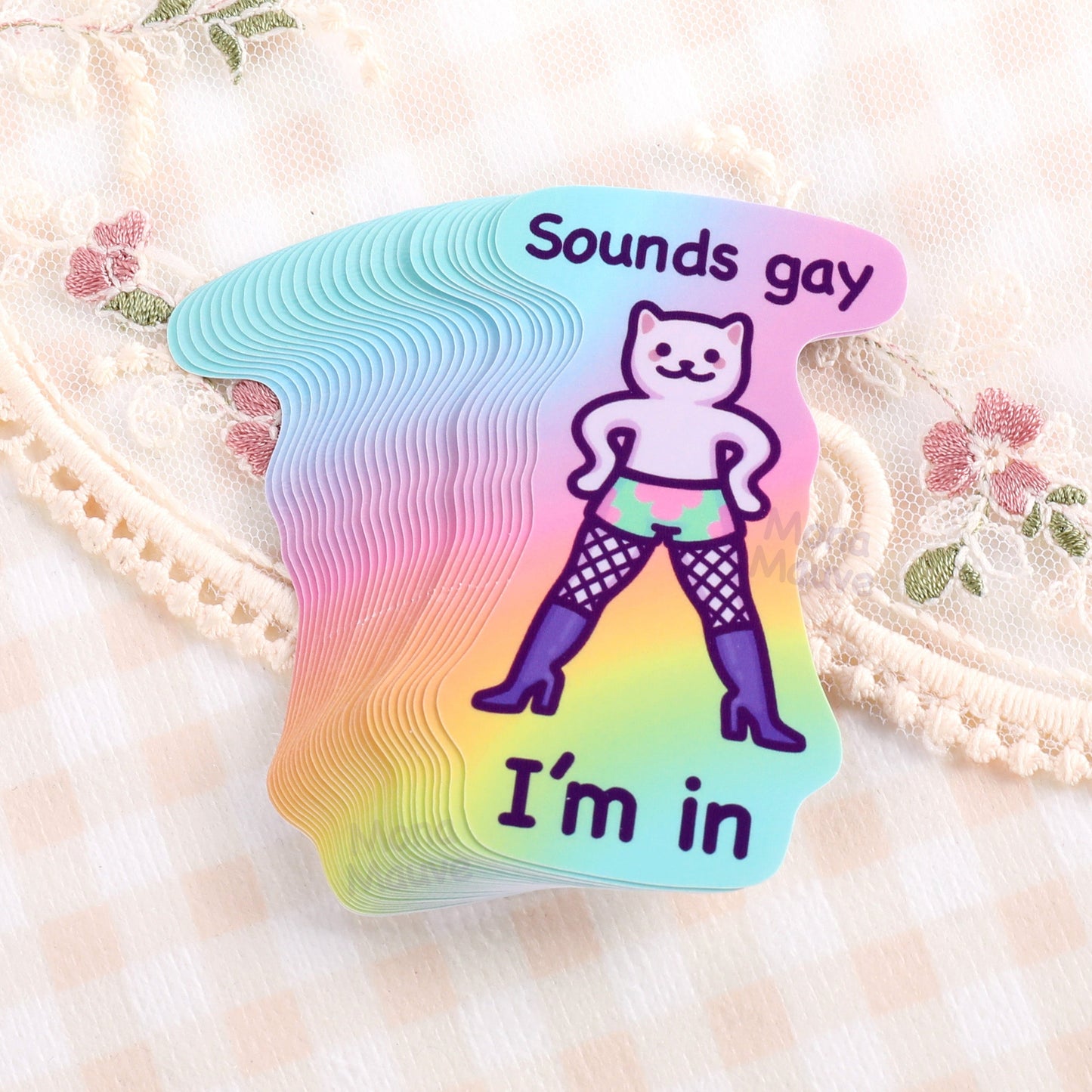 Sounds Gay, I'm In | Funny Pride Cat Meme Vinyl Sticker