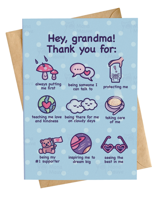 Cute Card for Grandma | Thank You, Grandma! | Card for Grandparents' Day