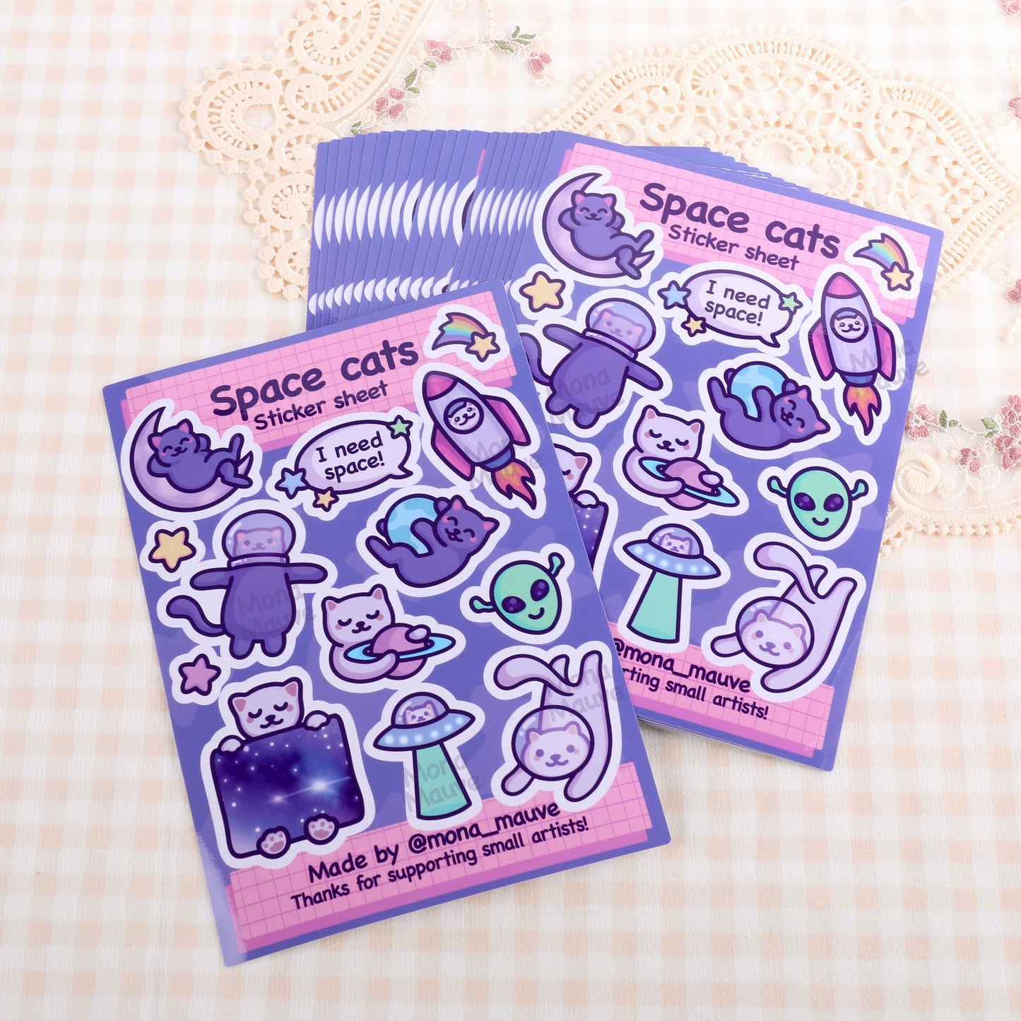 Space Cats Sticker Sheet | 13 Cute Stickers