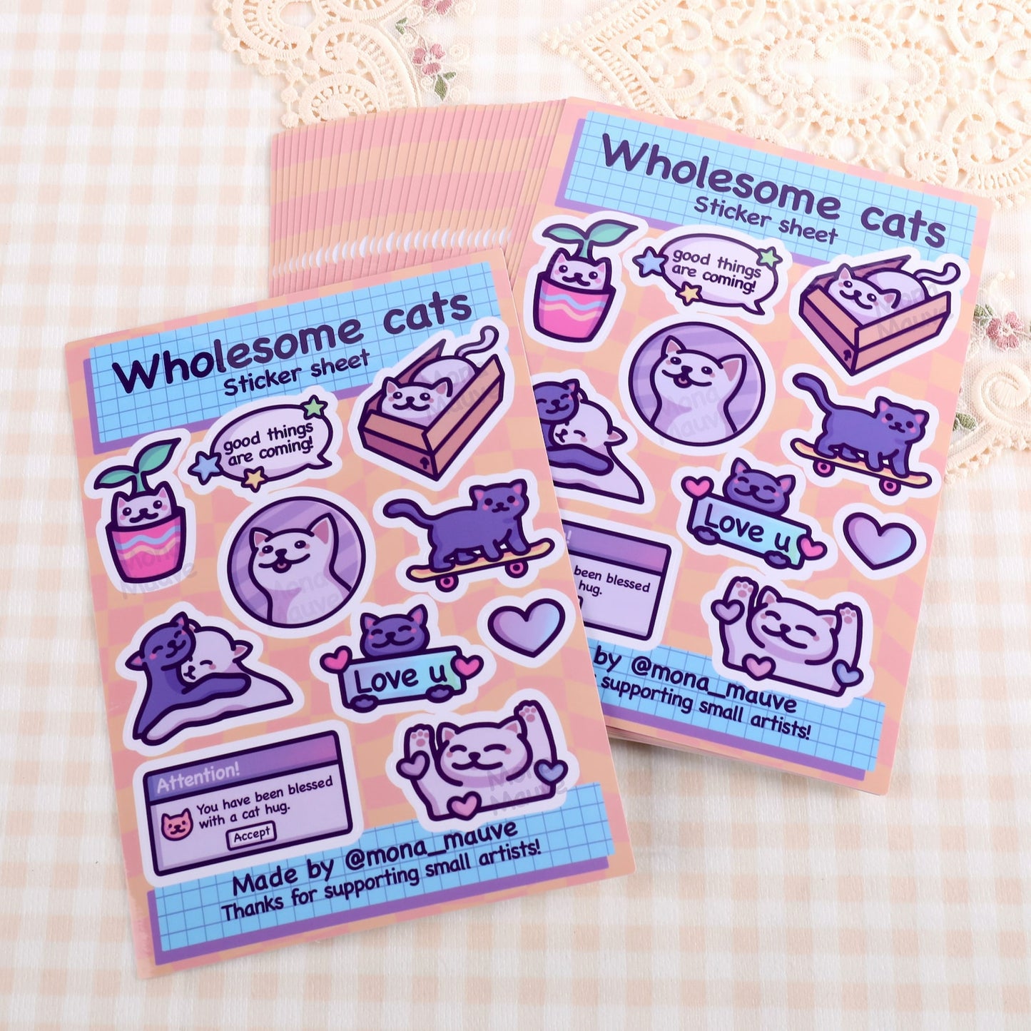 Wholesome Cats Sticker Sheet | 10 Cute Waterproof Vinyl Stickers