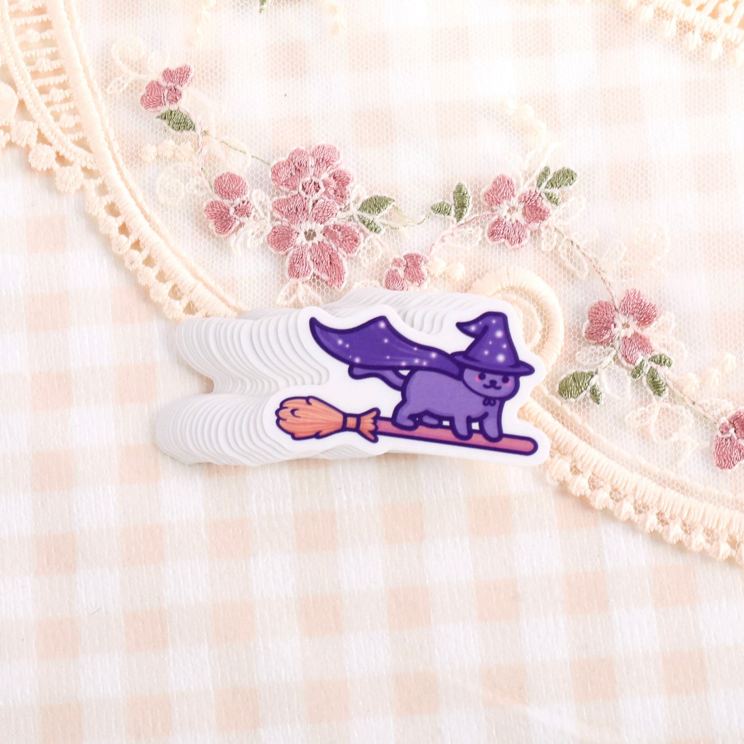Cute Witch Cat Temporary Tattoo