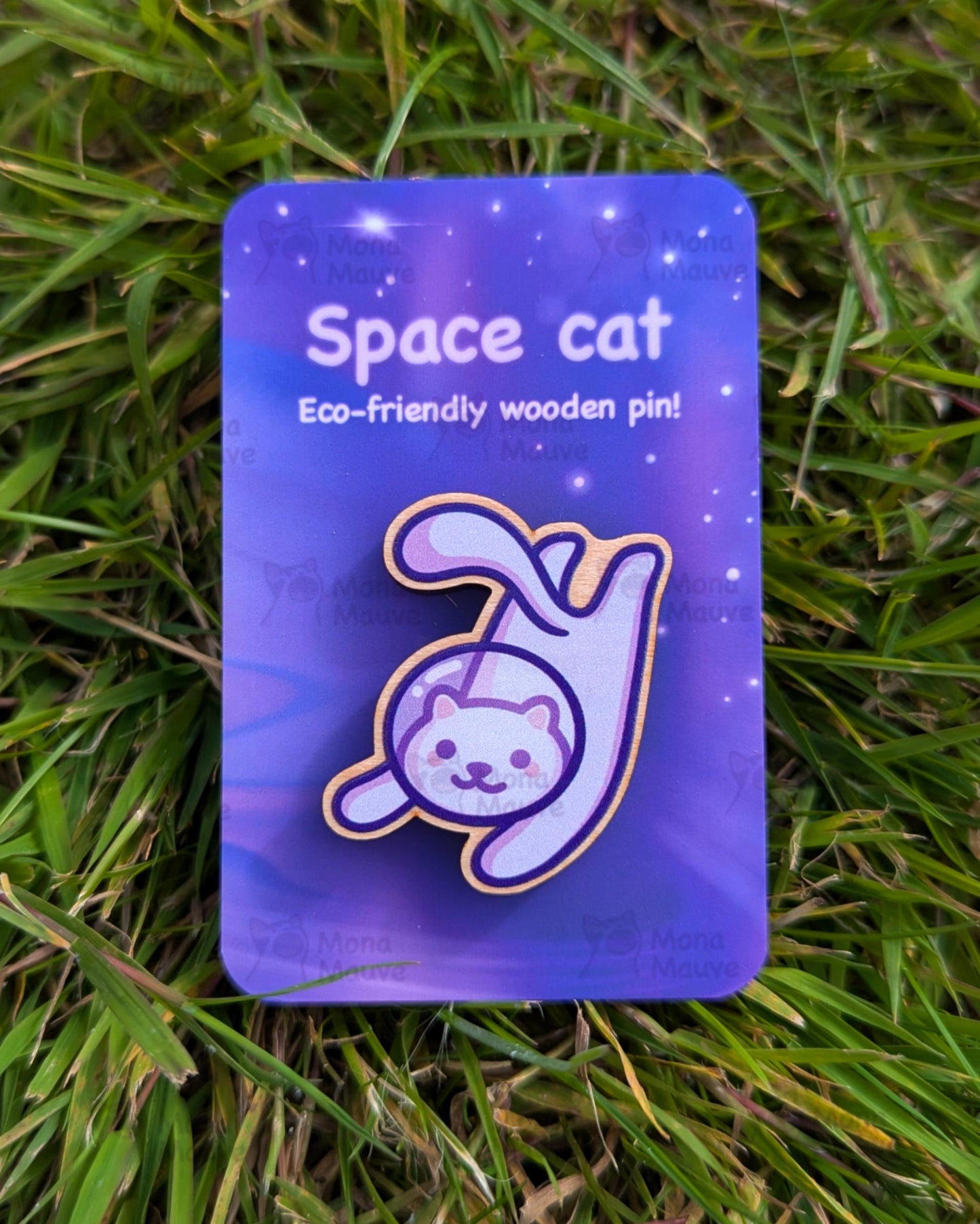 Cute Space Cat Wooden Pin