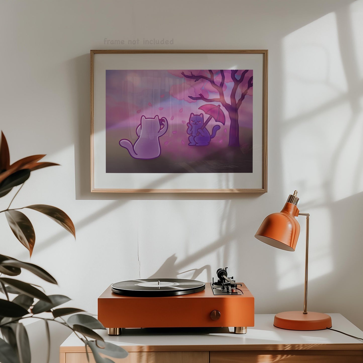 Cats in Cherry Blossoms | Pastel Pink Poster