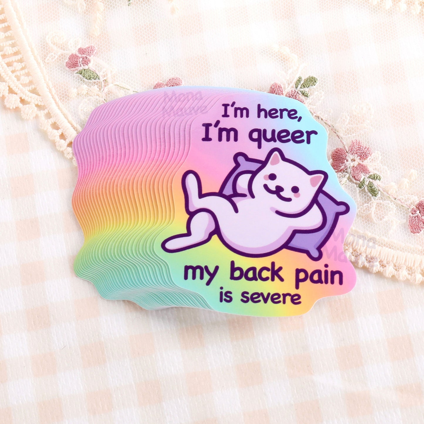 Funny Cat Meme Vinyl Sticker | I'm Here, I'm Queer