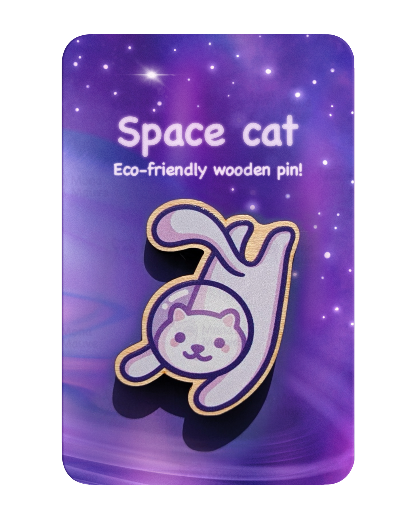 Cute Space Cat Wooden Pin