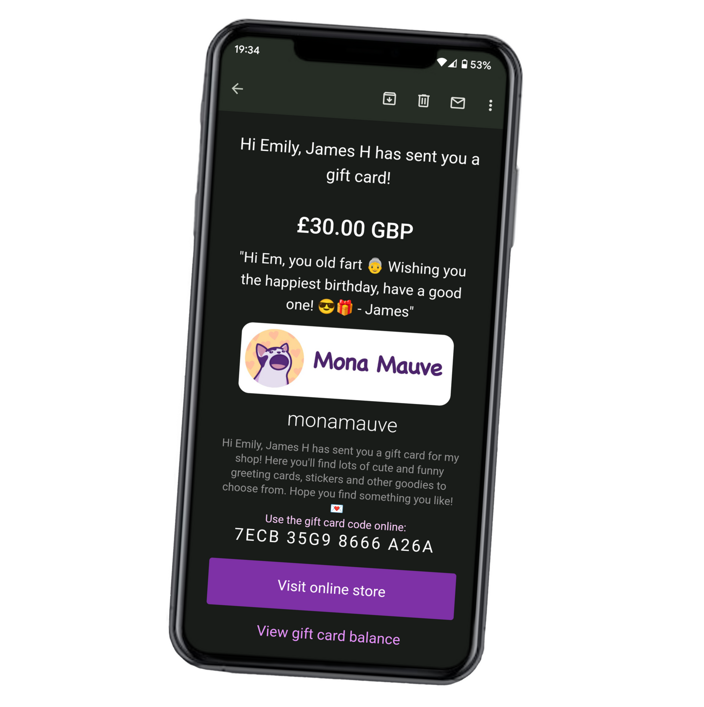 Mona Mauve Gift Card