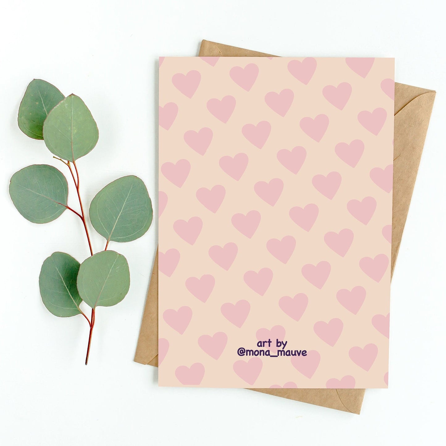 The back of the card. It reads: "Made by Mona Mauve. Thank you for supporting small artists!"
