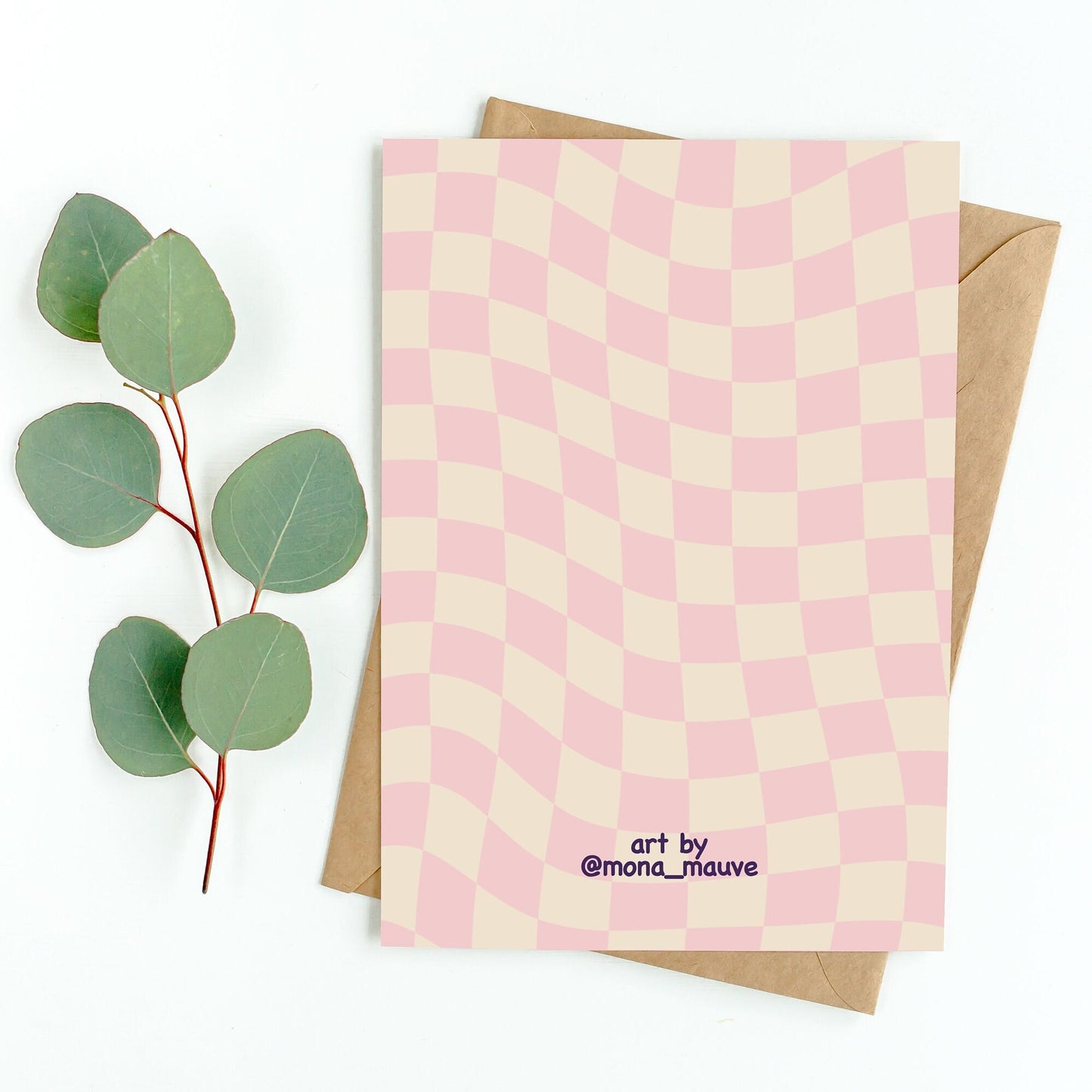 The back of the card. It reads: "Made by Mona Mauve. Thank you for supporting small artists!"