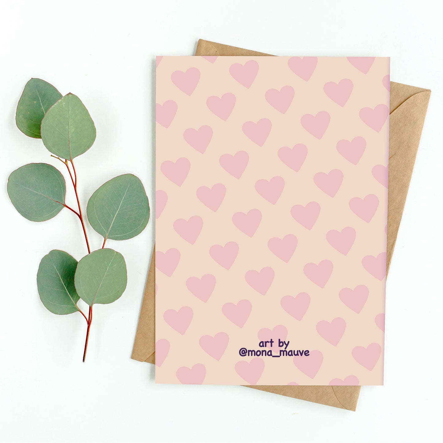 The back of the card. It reads: "Made by Mona Mauve. Thank you for supporting small artists!"