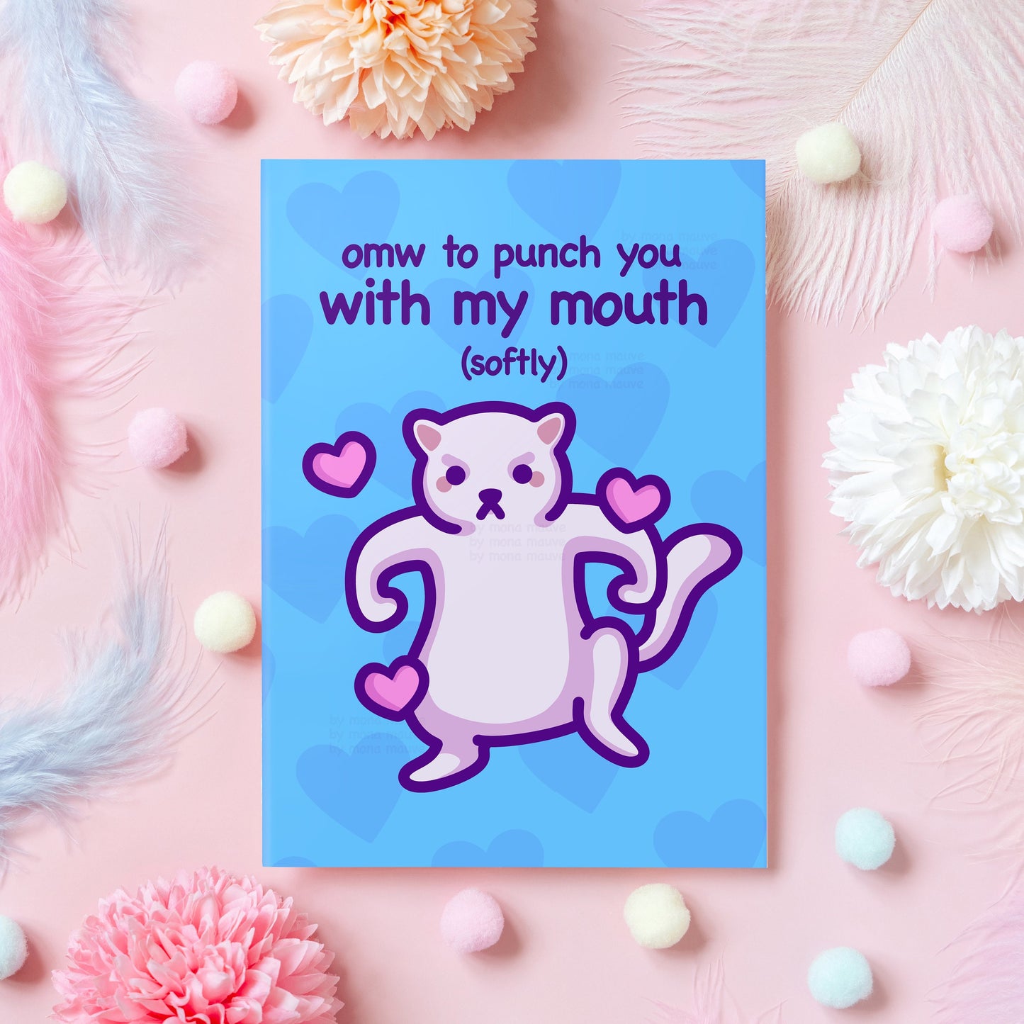 Omw to Kiss You | Funny Cat Anniversary Card