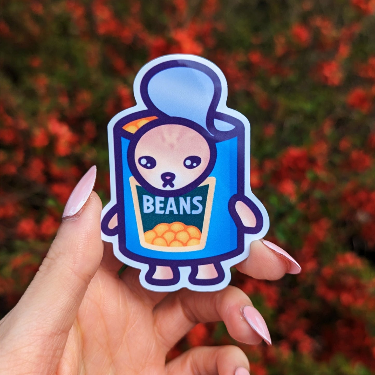 Beans Cat Meme Vinyl Sticker | Snack Cats Collection