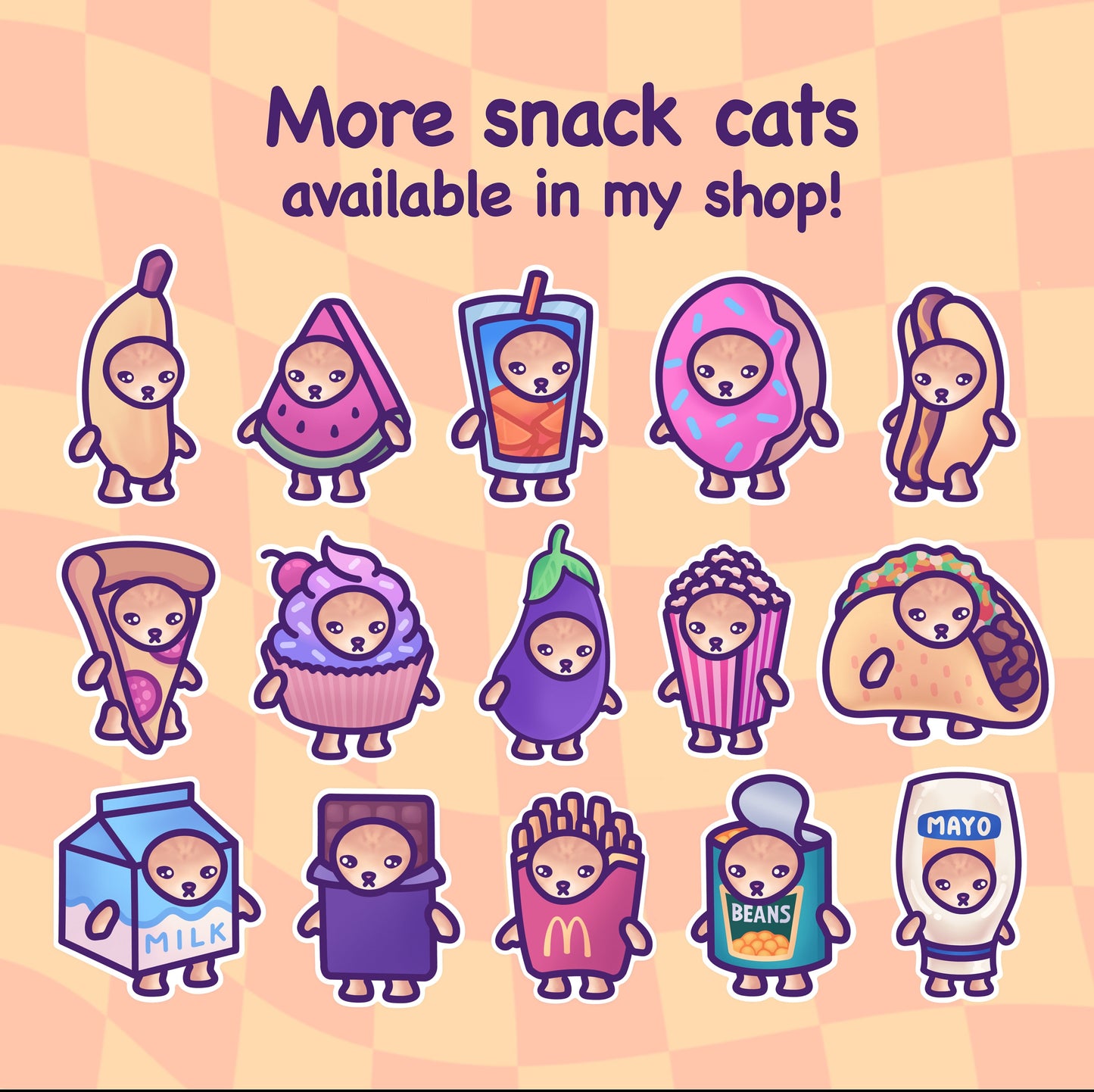Eggplant Cat Meme Vinyl Sticker | Snack Cats Collection