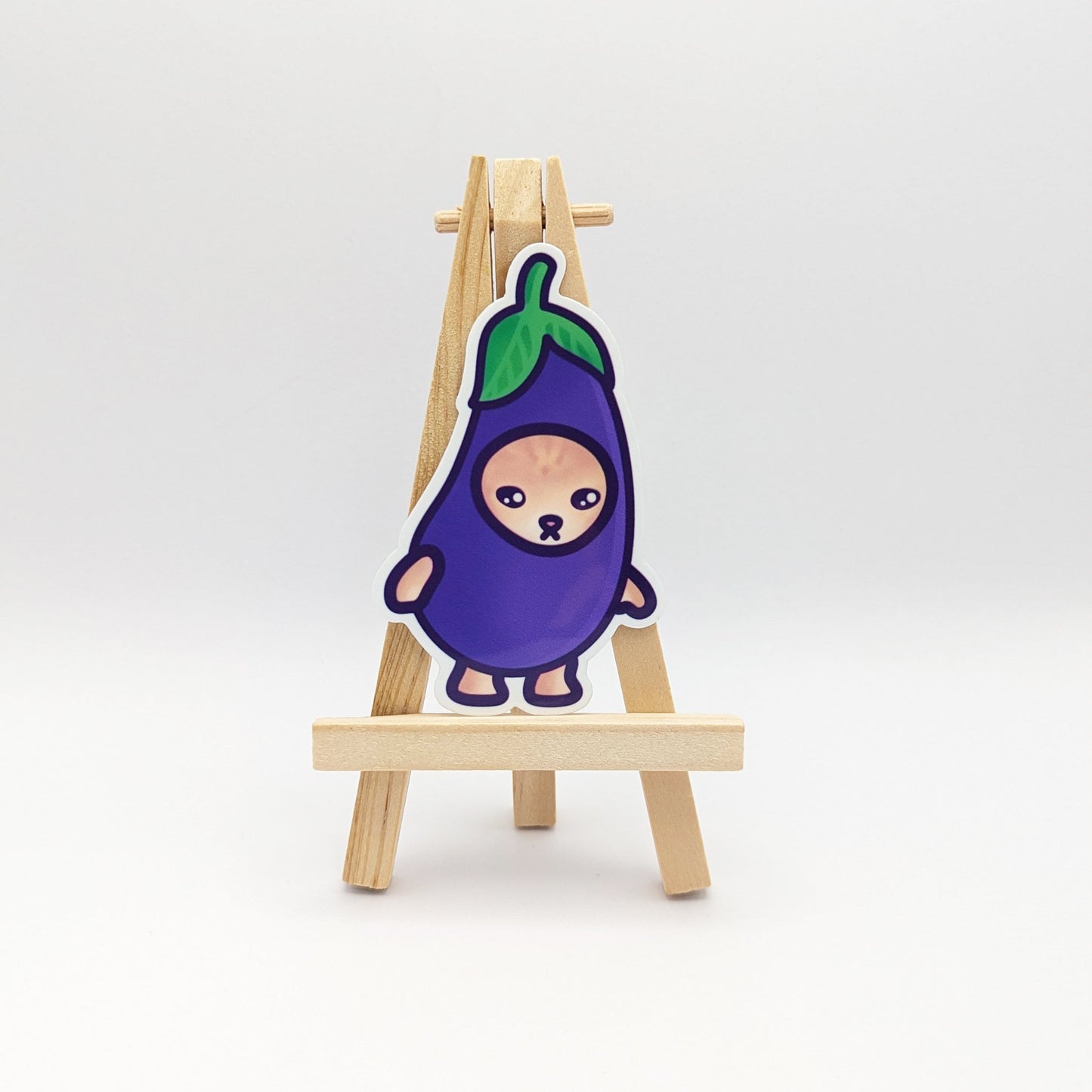 Eggplant Cat Meme Vinyl Sticker | Snack Cats Collection