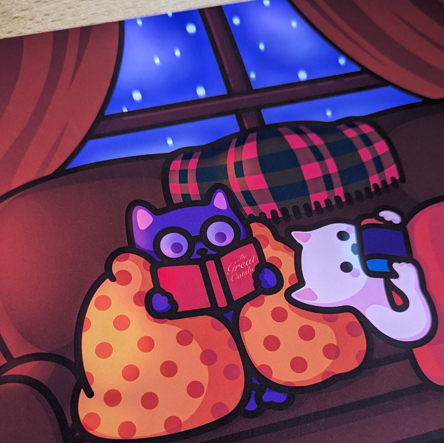 Cute Christmas Cat Art Print | Wholesome Festive Poster | Cosy & Warm Holiday Decor