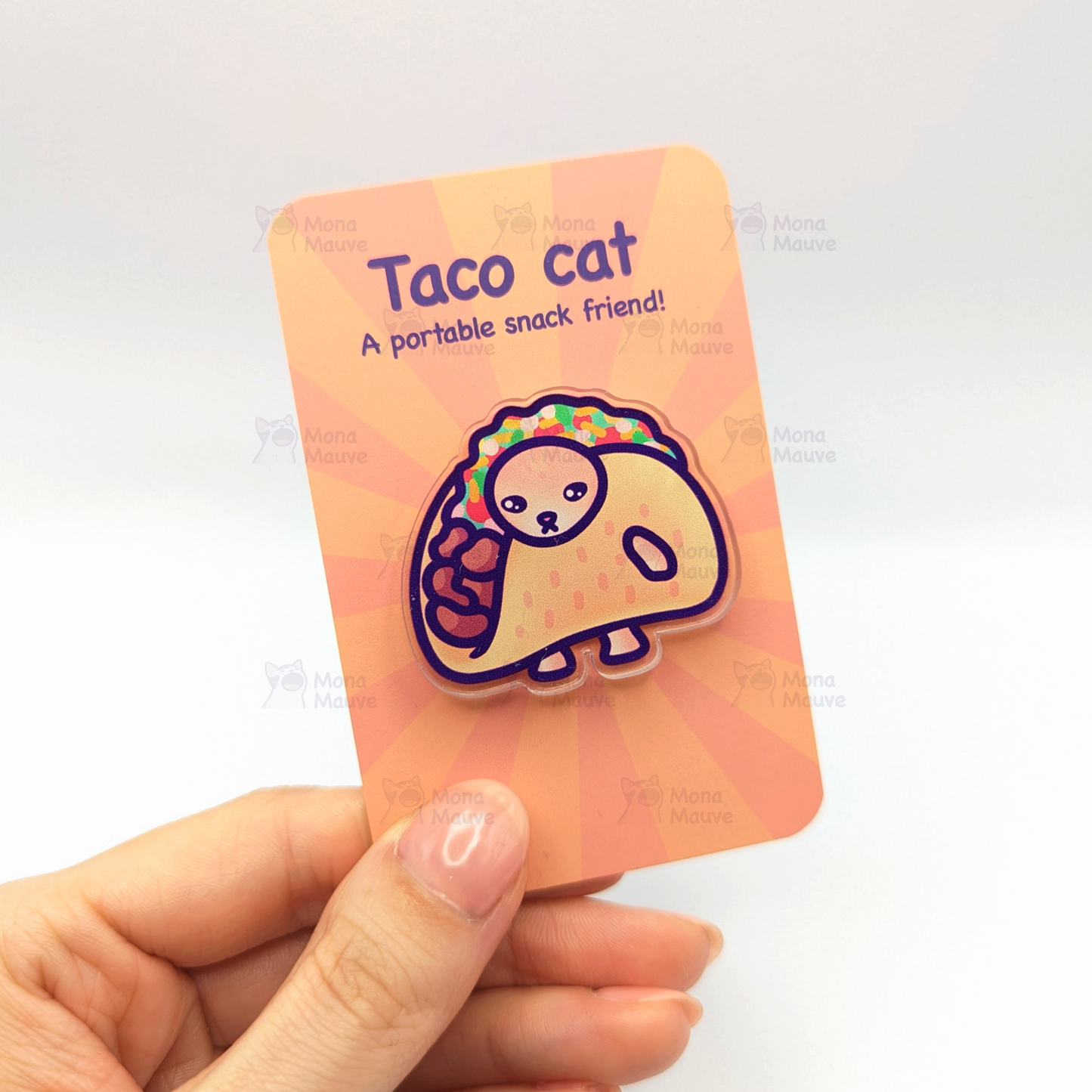 Taco Cat Pin | Snack Cats Collection | 40mm Acrylic Badge Butterfly Clutch