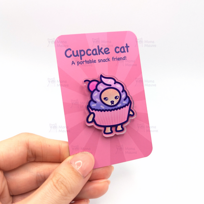 Cupcake Cat Pin | Snack Cats Collection | 40mm Acrylic Badge