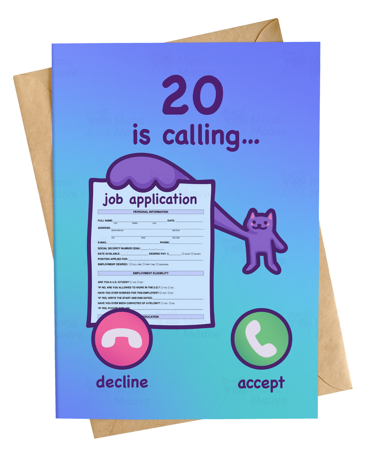Funny 20th Birthday Card | 20 Is Calling | Custom Age Cat Meme Card