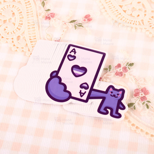 Cute Ace Pride Cat Sticker | Asexual Flag Card